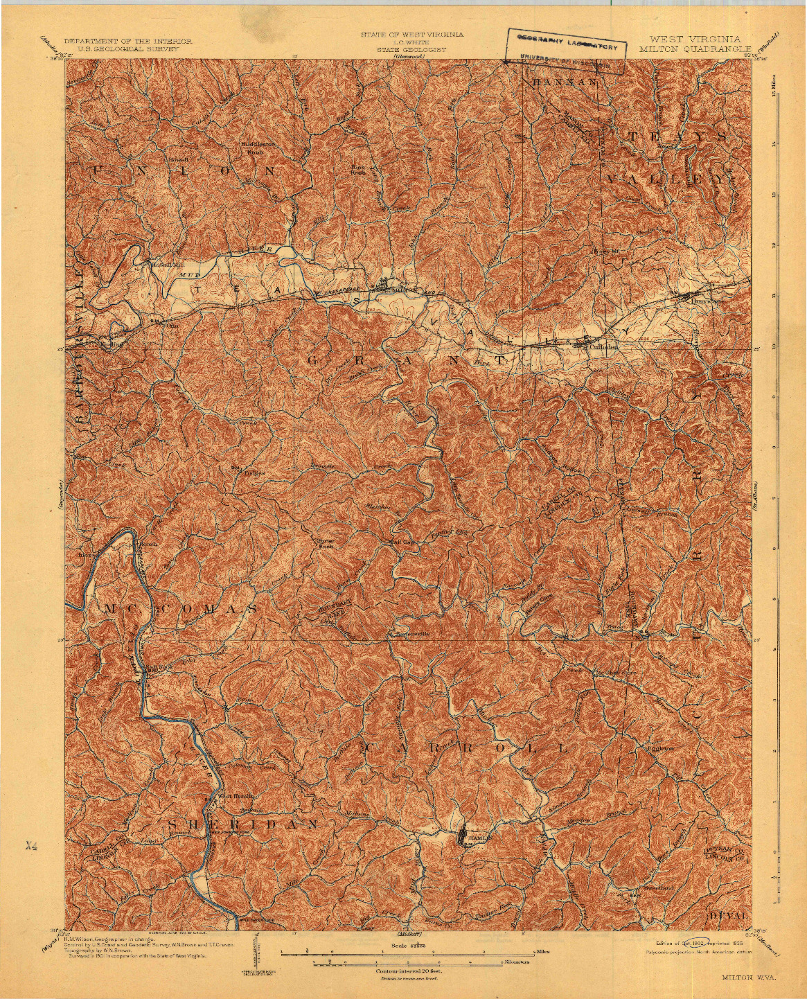 USGS 1:62500-SCALE QUADRANGLE FOR MILTON, WV 1902
