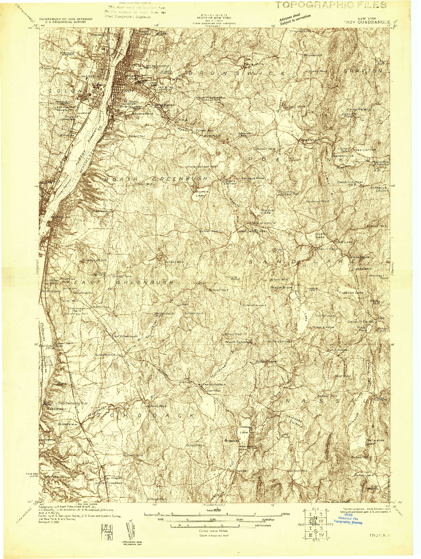 USGS 1:48000-SCALE QUADRANGLE FOR TROY, NY 1925