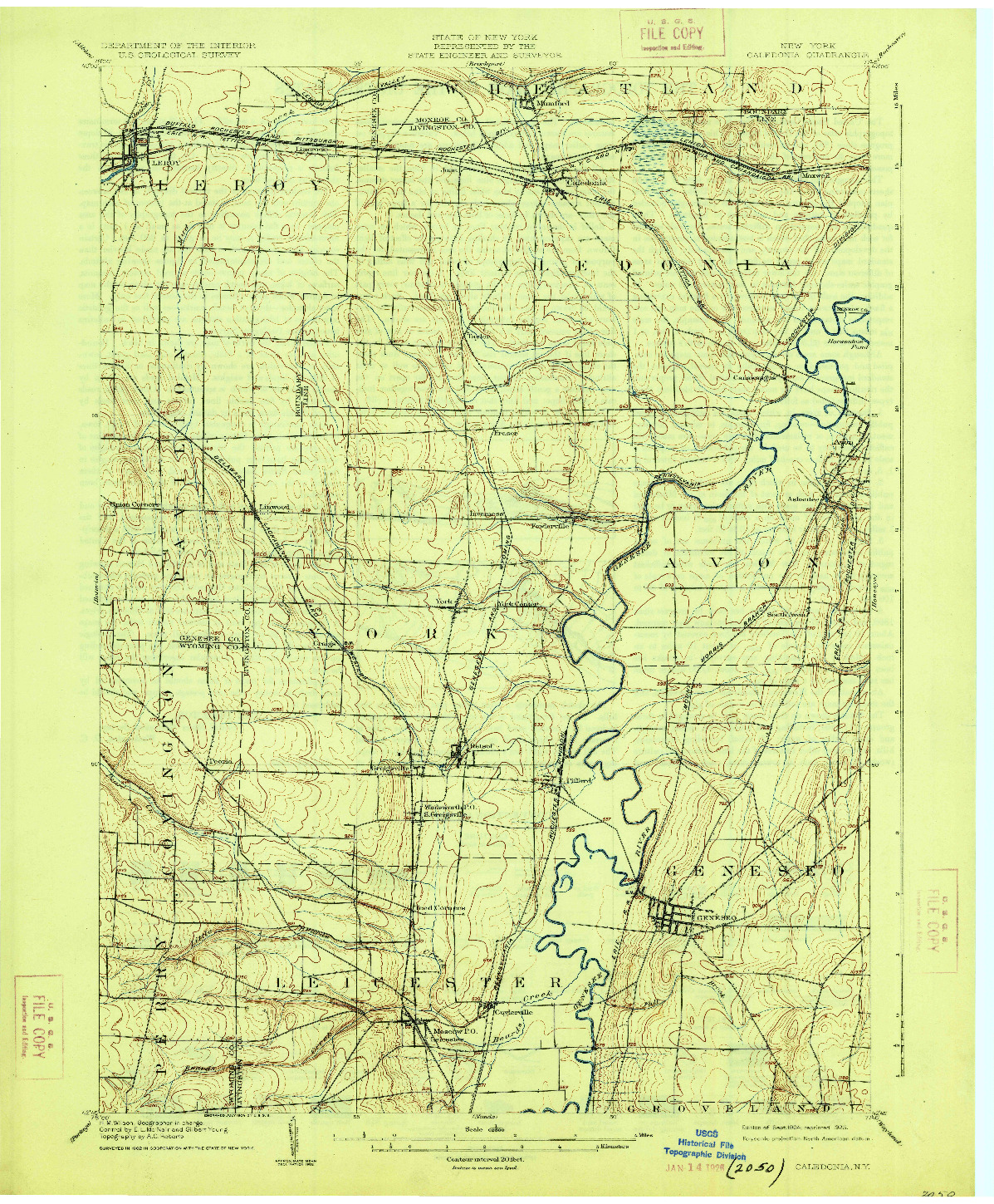 USGS 1:62500-SCALE QUADRANGLE FOR CALEDONIA, NY 1904