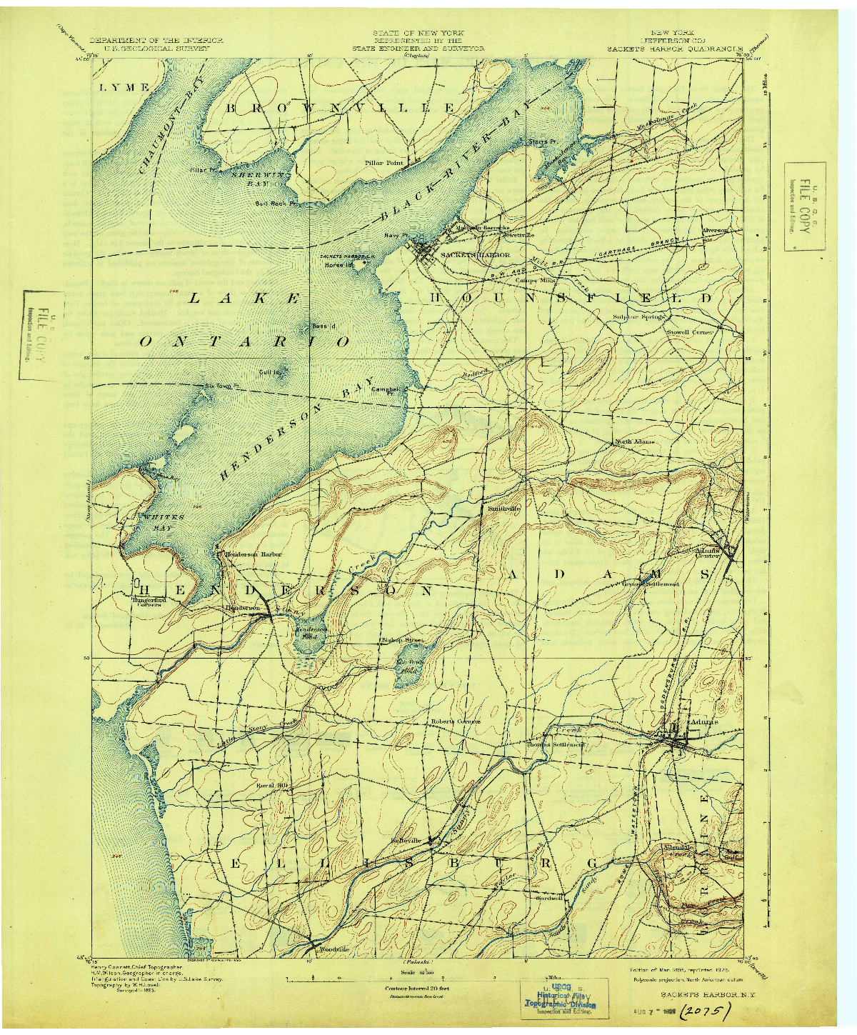 USGS 1:62500-SCALE QUADRANGLE FOR SACKETS HARBOR, NY 1895