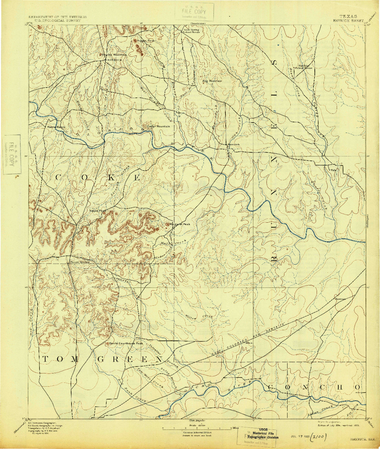 USGS 1:125000-SCALE QUADRANGLE FOR HAYRICK, TX 1894