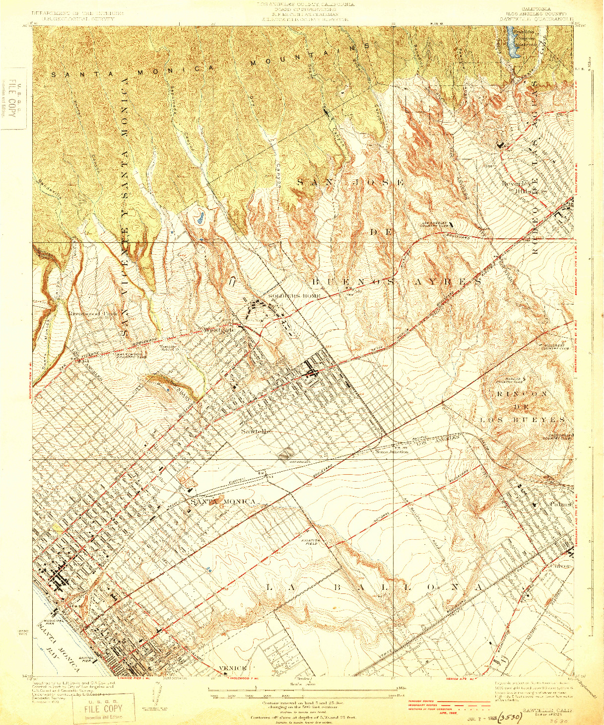 USGS 1:24000-SCALE QUADRANGLE FOR SAWTELLE, CA 1925