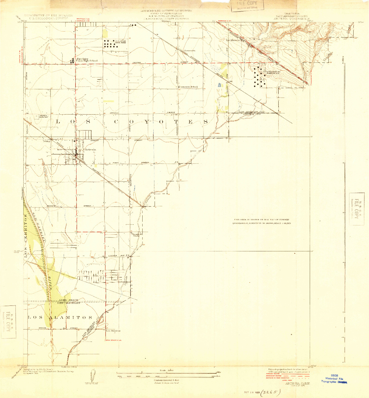 USGS 1:24000-SCALE QUADRANGLE FOR ARTESIA, CA 1925