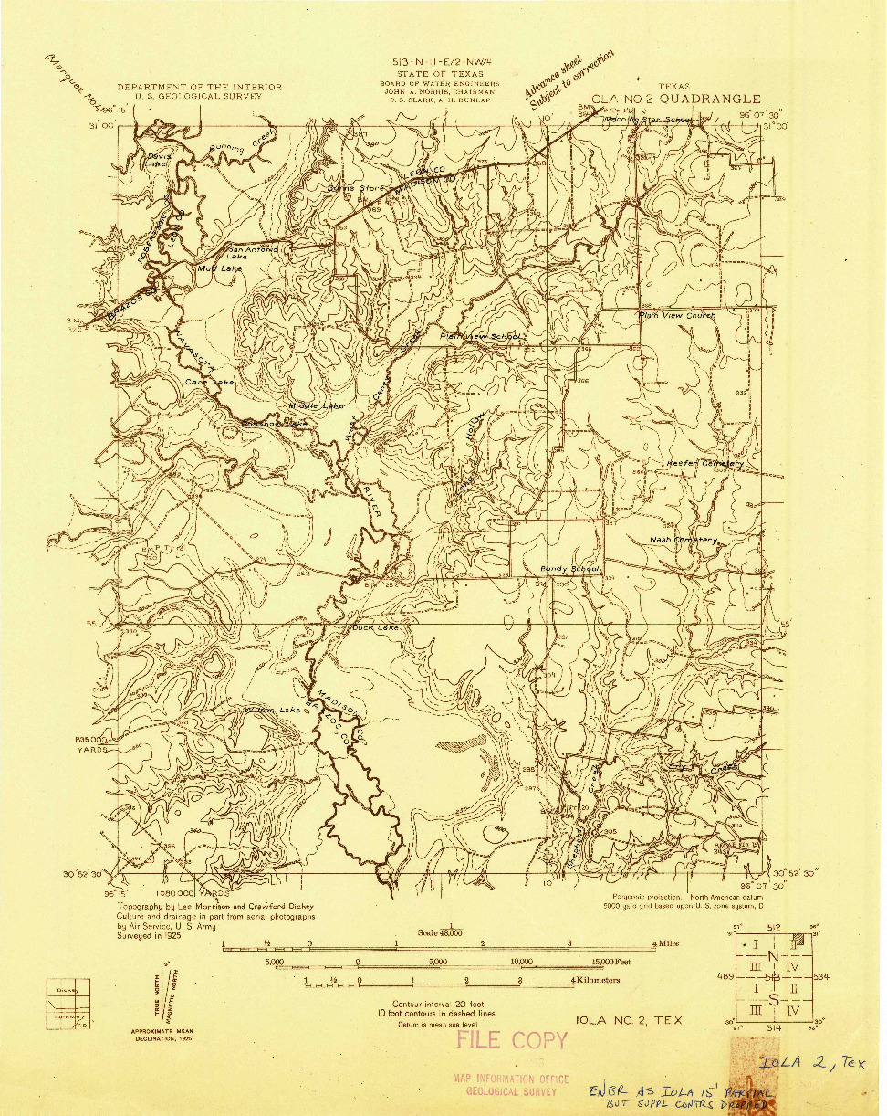 USGS 1:48000-SCALE QUADRANGLE FOR IOLA NO 2, TX 1925