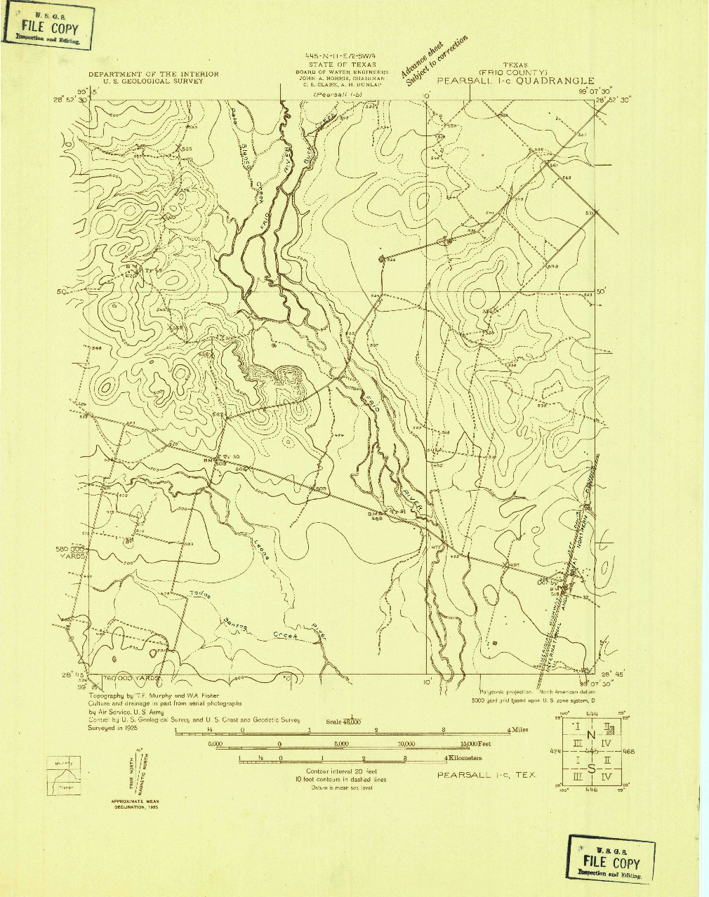 USGS 1:48000-SCALE QUADRANGLE FOR PEARSALL 1-C, TX 1925