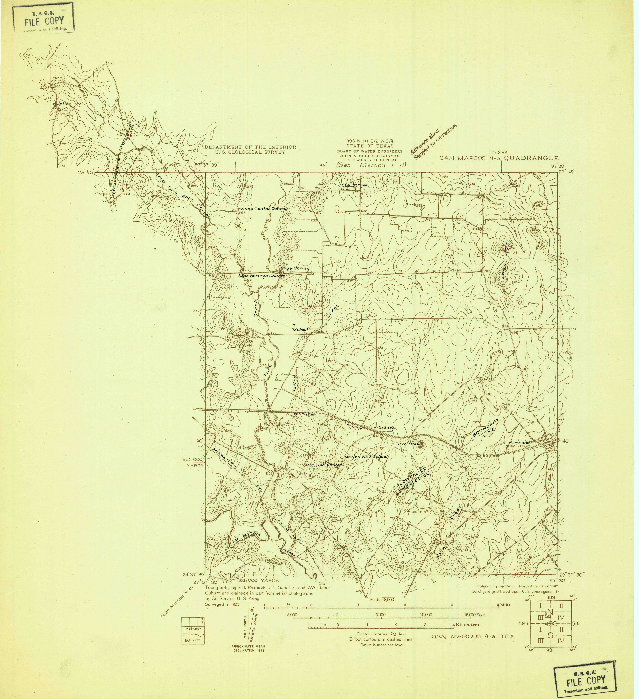 USGS 1:48000-SCALE QUADRANGLE FOR SAN MARCOS 4-A, TX 1925