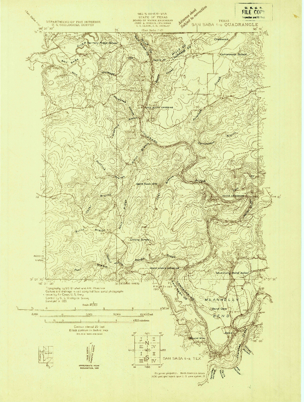 USGS 1:48000-SCALE QUADRANGLE FOR SAN SABA 4-A, TX 1925