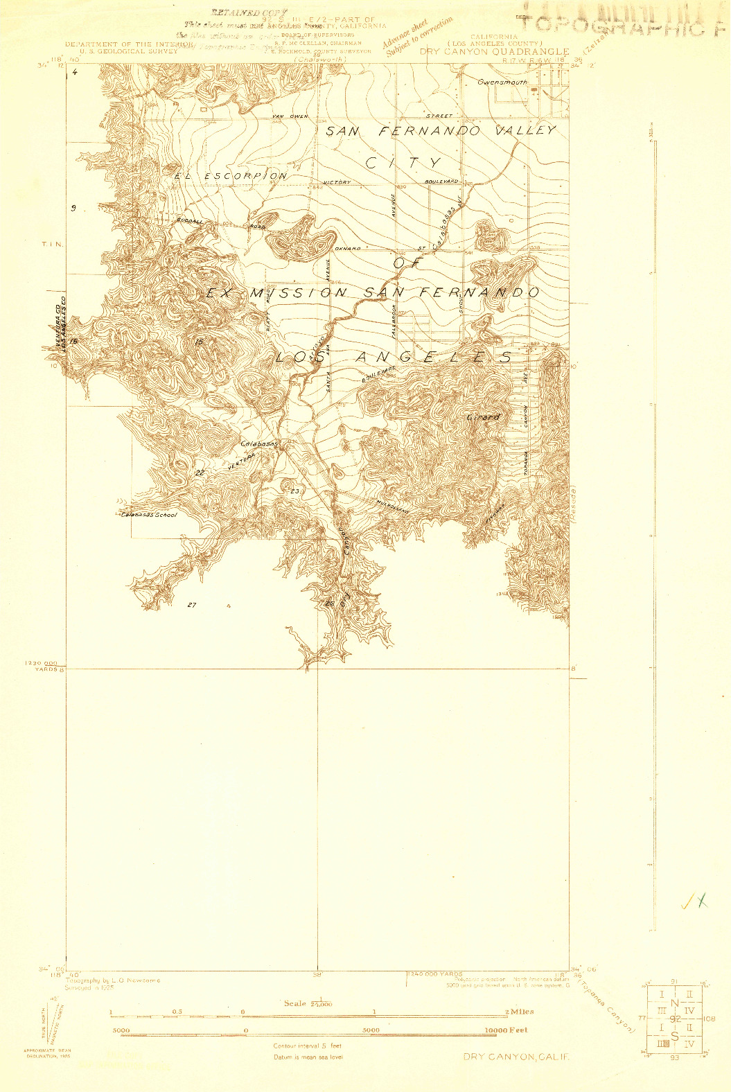 USGS 1:24000-SCALE QUADRANGLE FOR DRY CANYON, CA 1925