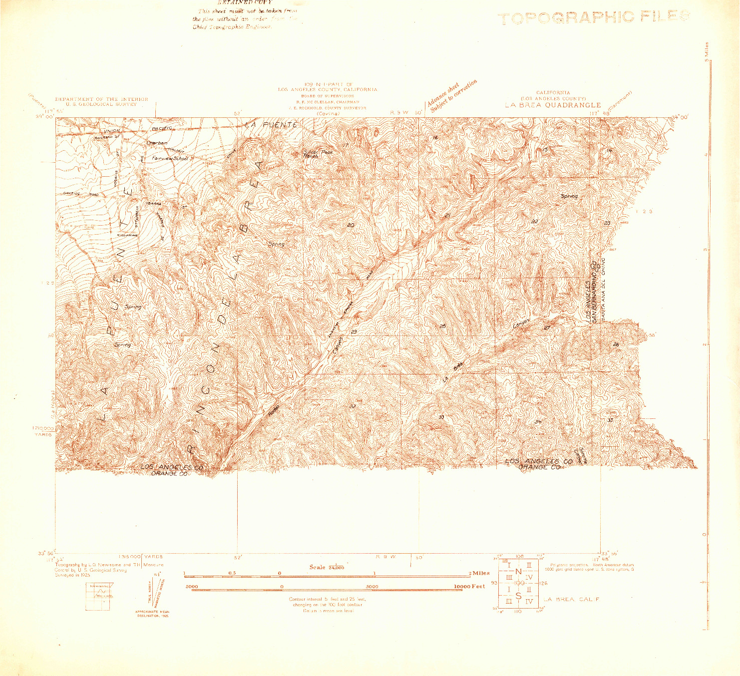 USGS 1:24000-SCALE QUADRANGLE FOR LA BREA, CA 1925