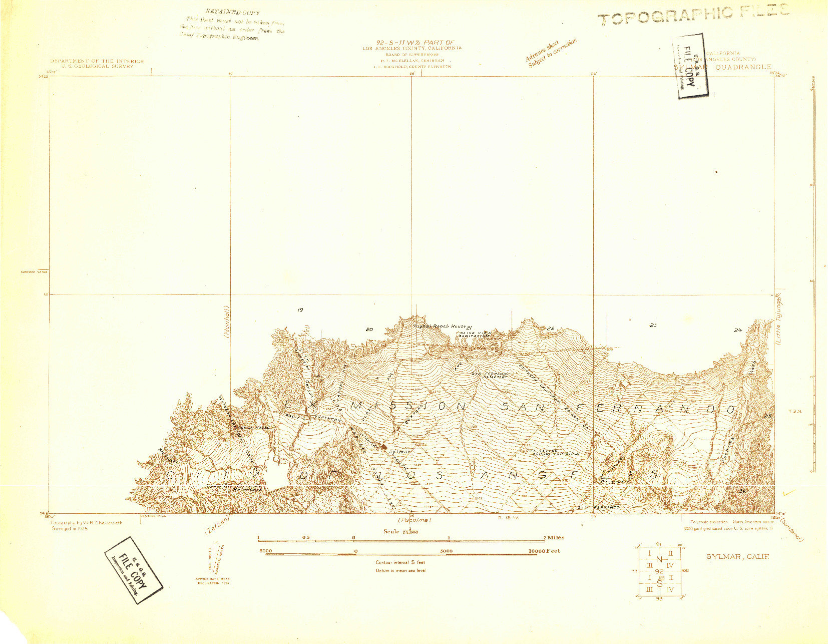 USGS 1:24000-SCALE QUADRANGLE FOR SYLMAR, CA 1925