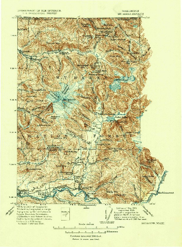 USGS 1:250000-SCALE QUADRANGLE FOR MT. BAKER, WA 1915