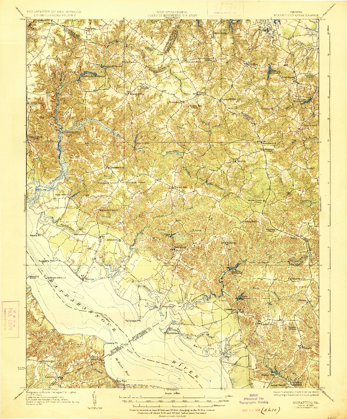USGS 1:62500-SCALE QUADRANGLE FOR MORATTICO, VA 1918