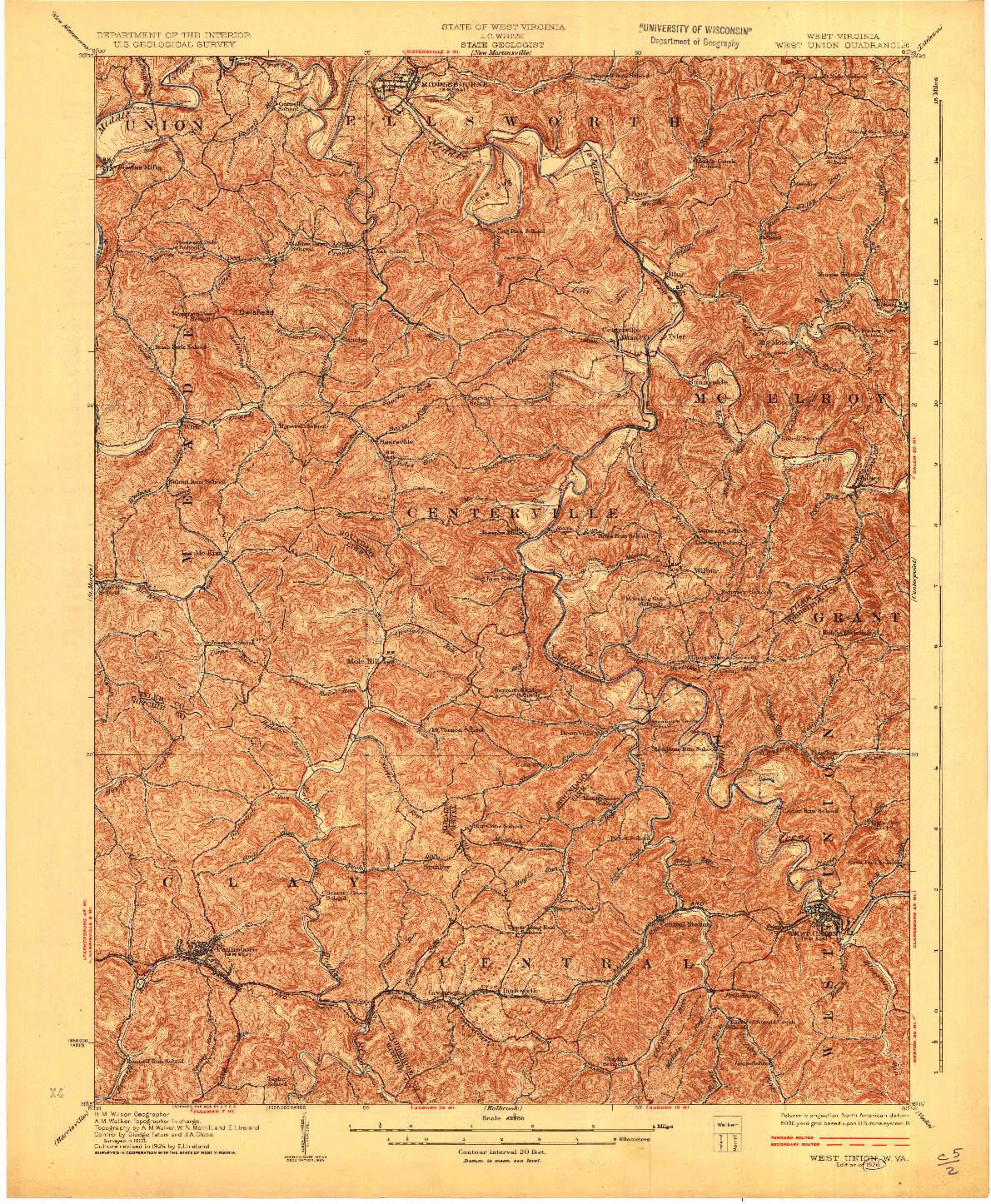 USGS 1:62500-SCALE QUADRANGLE FOR WEST UNION, WV 1926