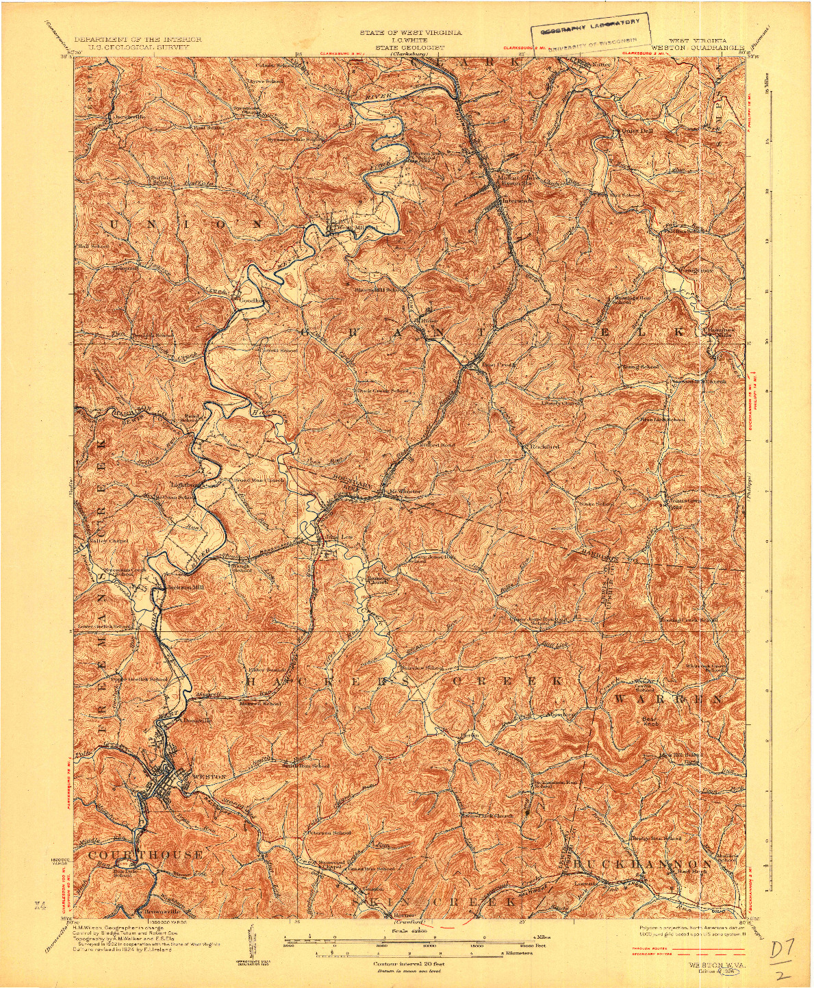 USGS 1:62500-SCALE QUADRANGLE FOR WESTON, WV 1926