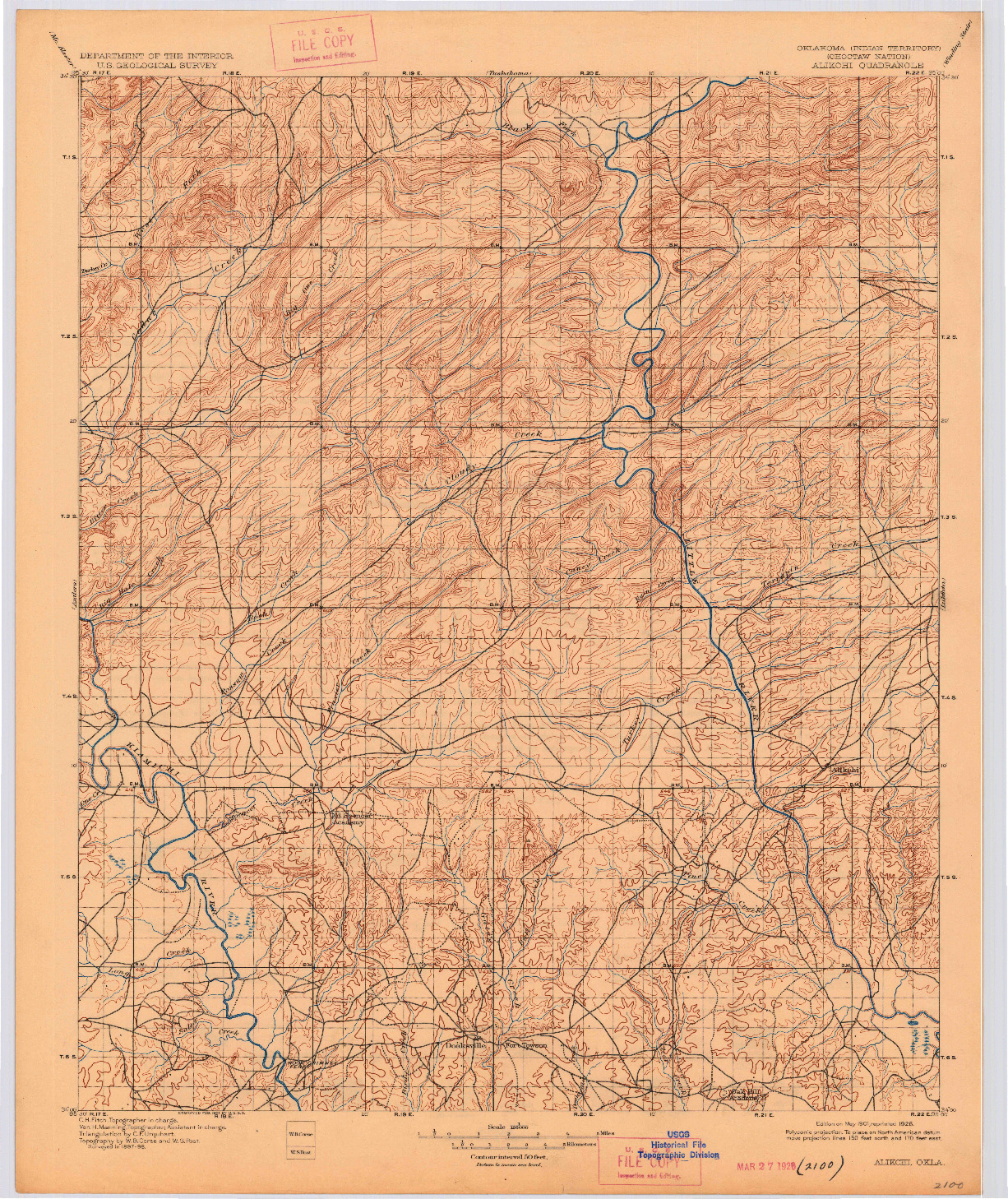 USGS 1:125000-SCALE QUADRANGLE FOR ALIKCHI, OK 1901