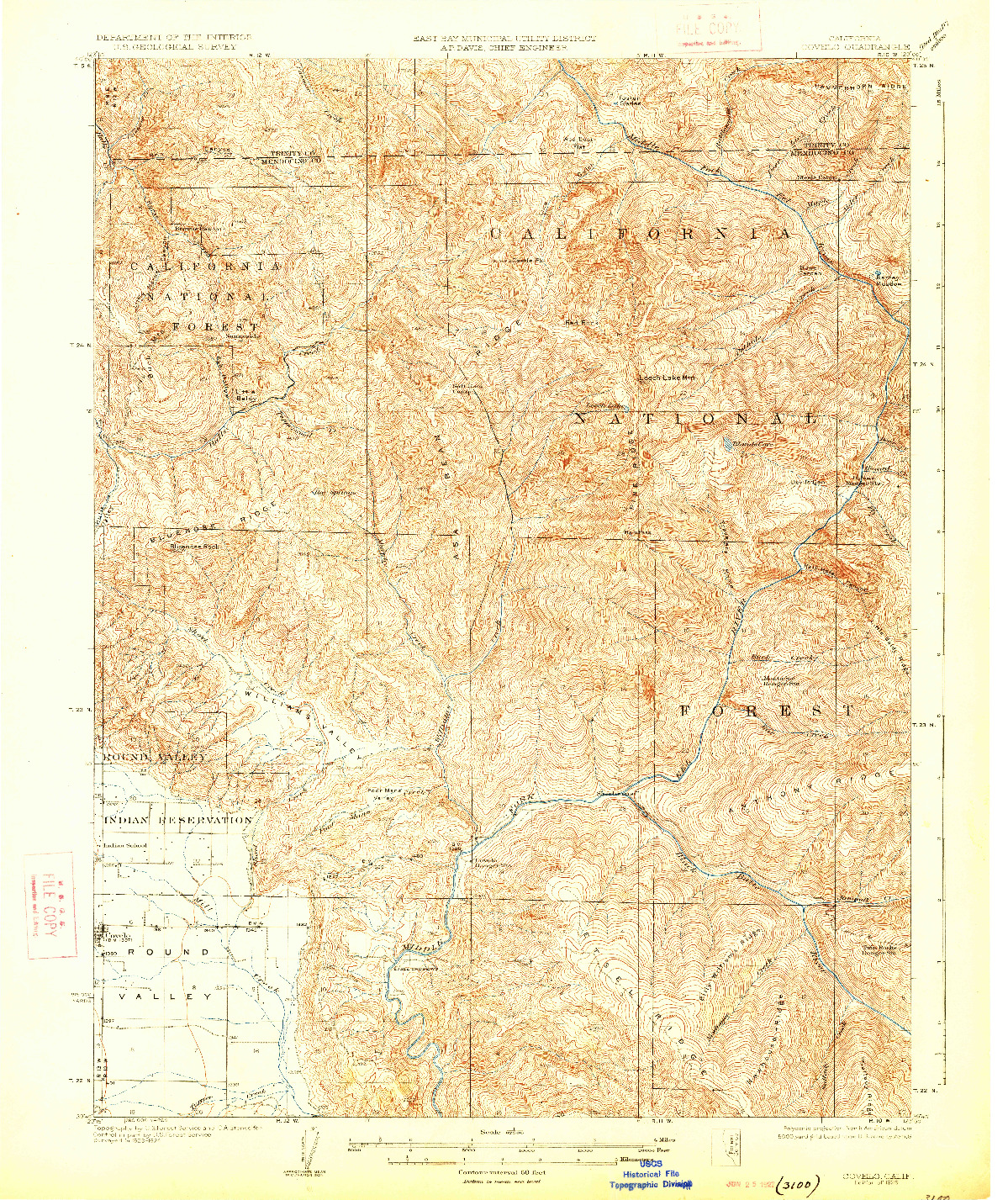 USGS 1:62500-SCALE QUADRANGLE FOR COVELO, CA 1926