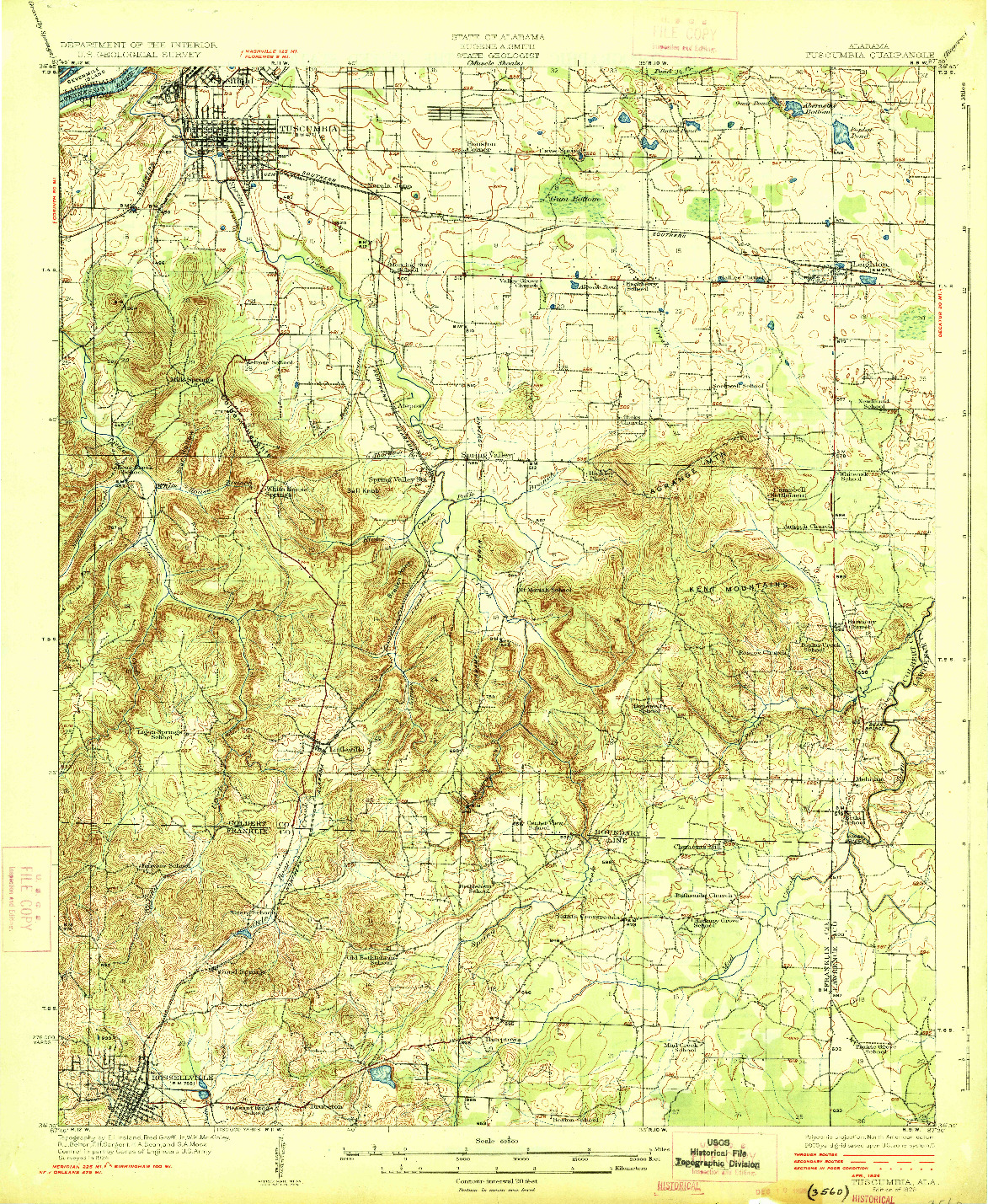 USGS 1:62500-SCALE QUADRANGLE FOR TUSCUMBIA, AL 1926