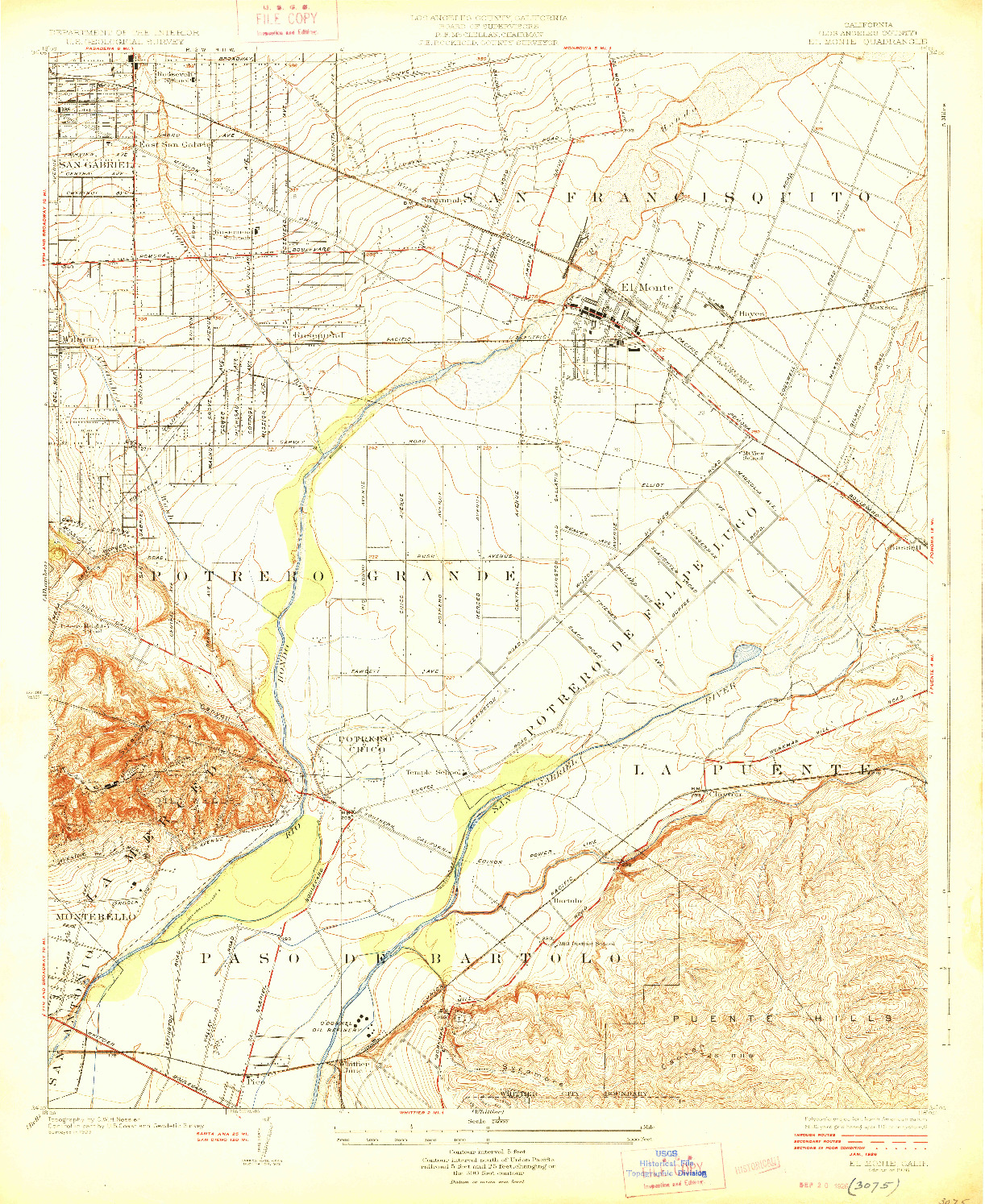 USGS 1:24000-SCALE QUADRANGLE FOR EL MONTE, CA 1926