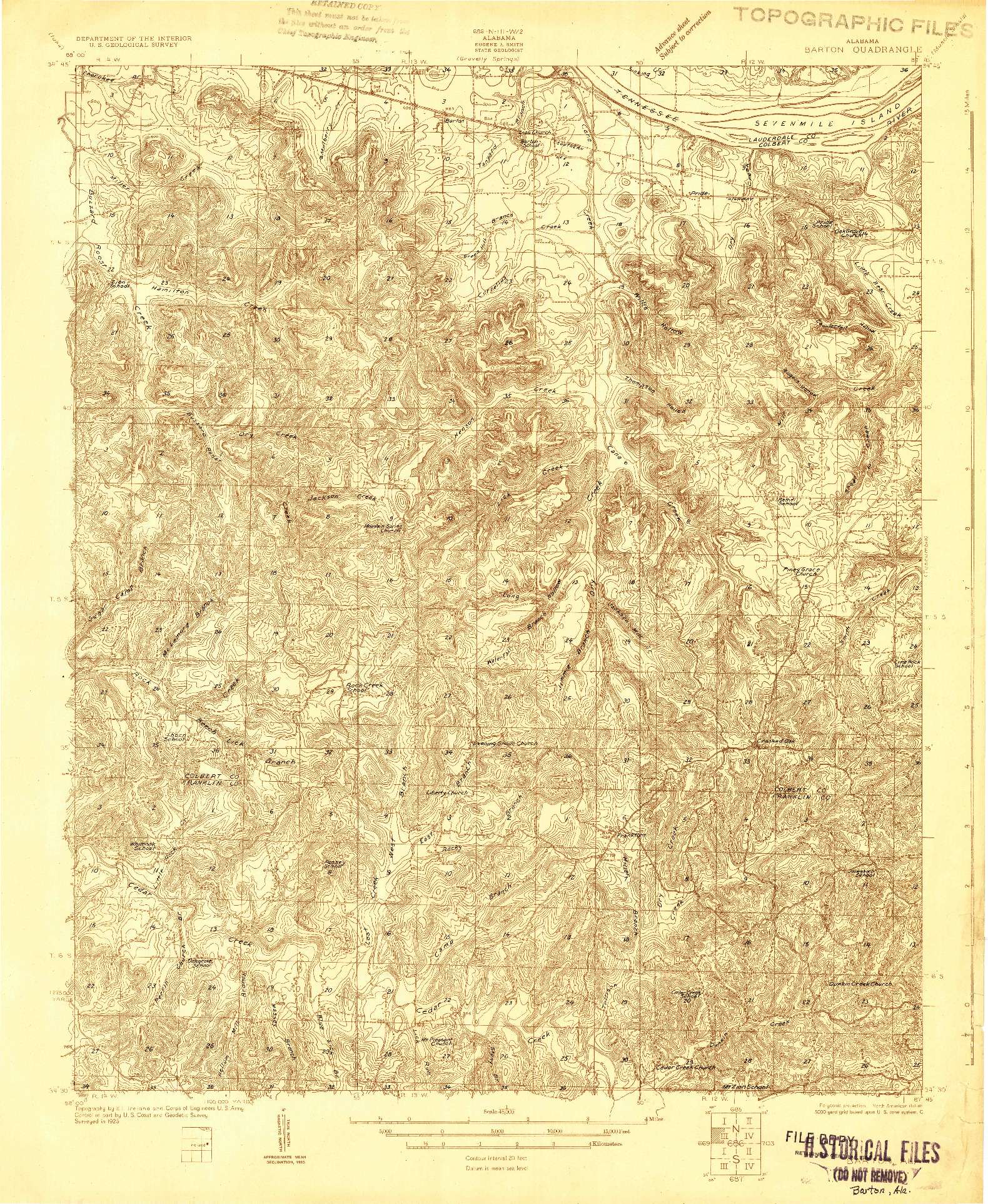 USGS 1:48000-SCALE QUADRANGLE FOR BARTON, AL 1926