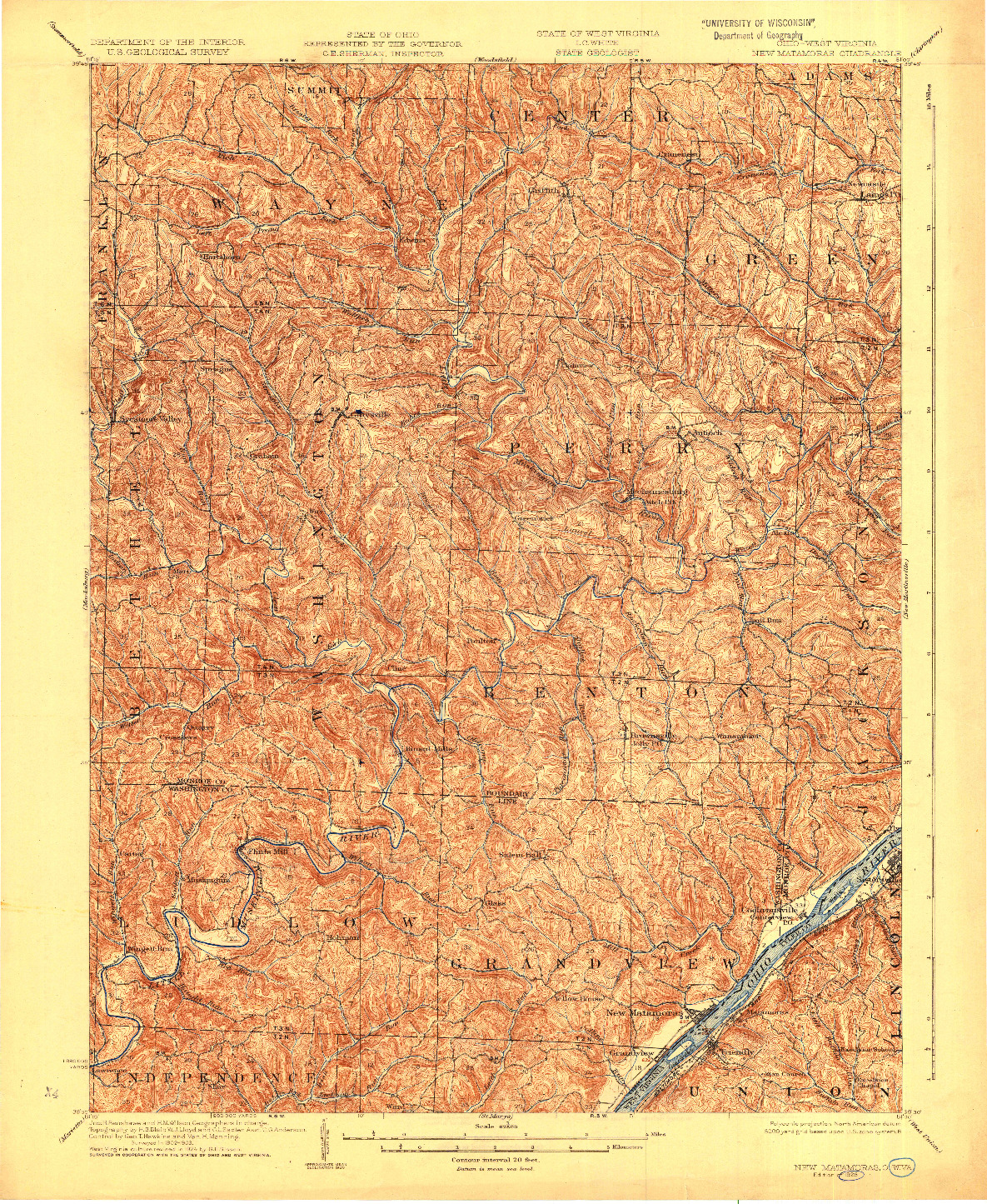 USGS 1:62500-SCALE QUADRANGLE FOR NEW MATAMORAS, OH 1926