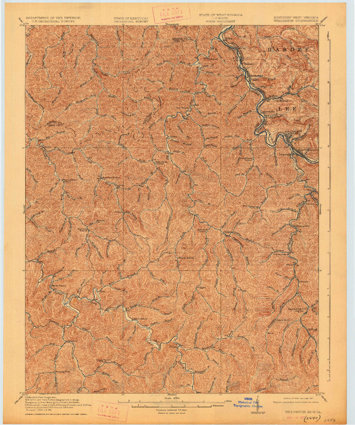 USGS 1:62500-SCALE QUADRANGLE FOR WILLIAMSON, KY 1918