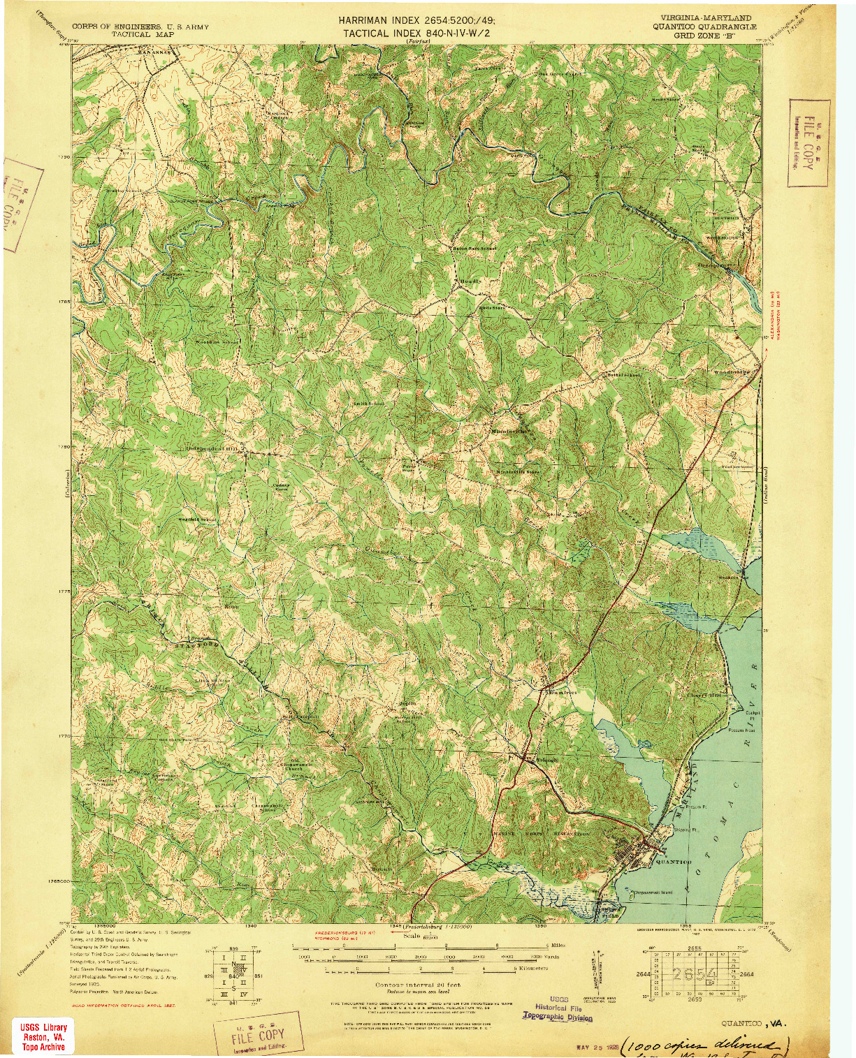 USGS 1:62500-SCALE QUADRANGLE FOR QUANTICO, VA 1927