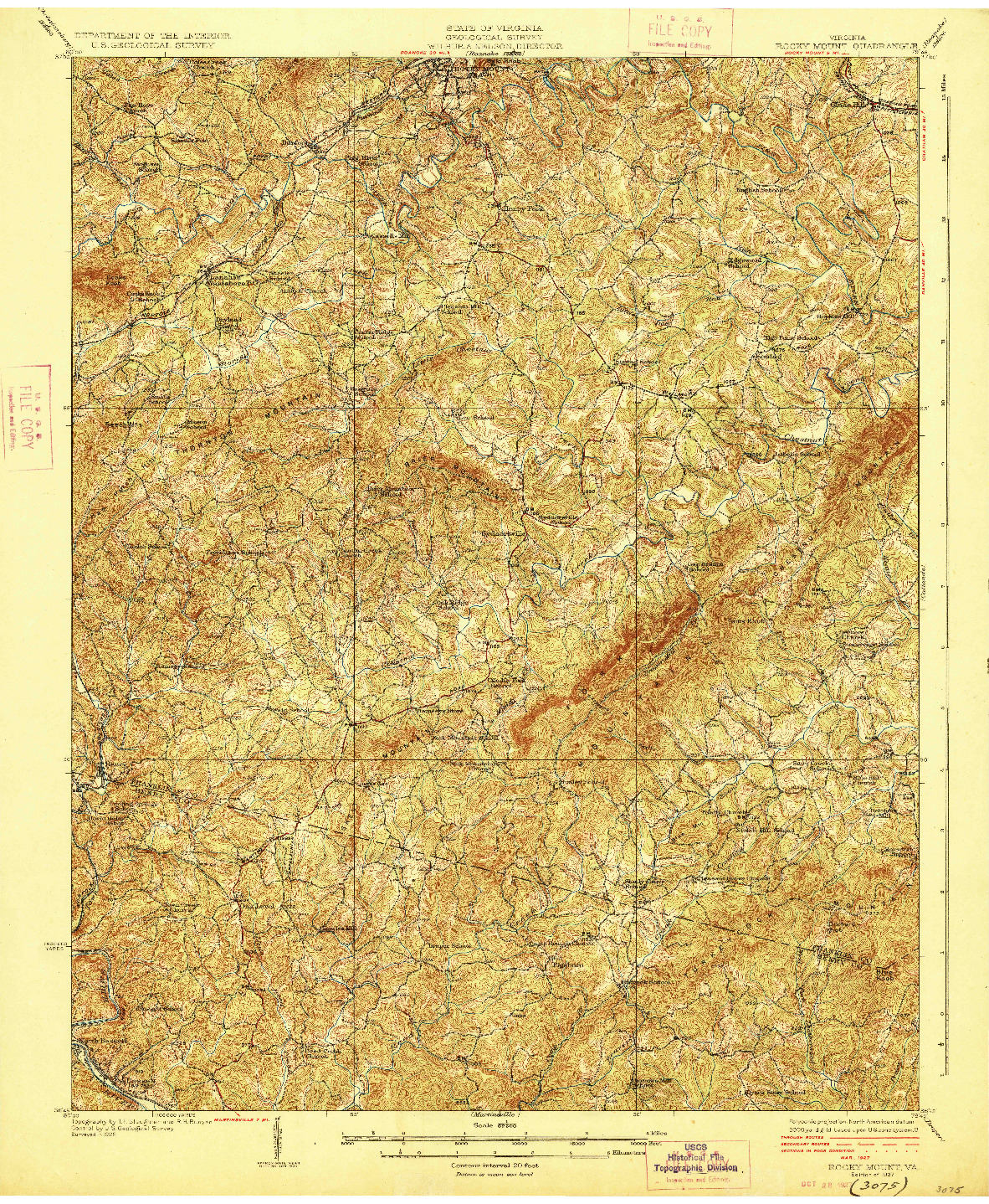USGS 1:62500-SCALE QUADRANGLE FOR ROCKY MOUNT, VA 1927