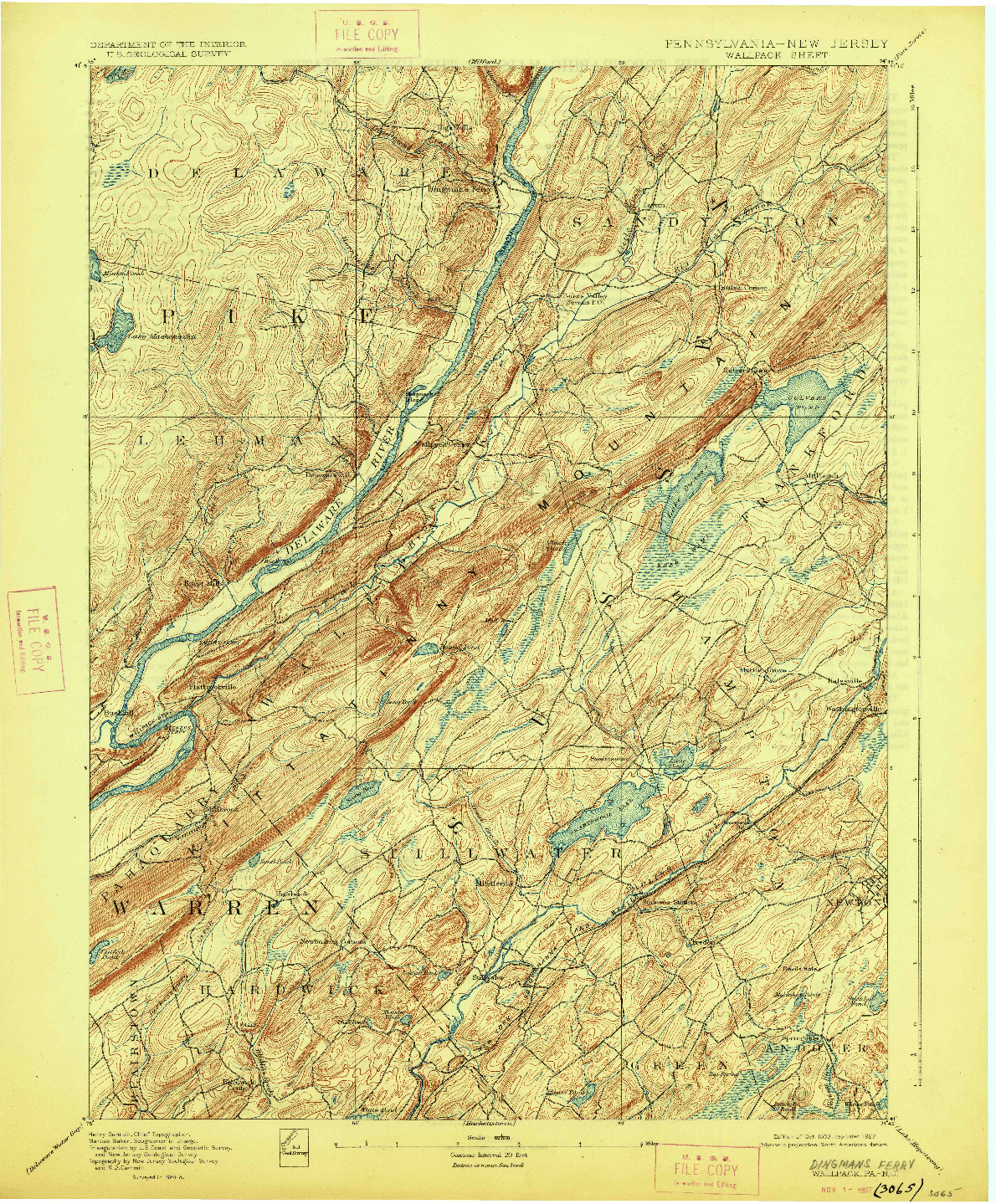 USGS 1:62500-SCALE QUADRANGLE FOR WALLPACK, PA 1893