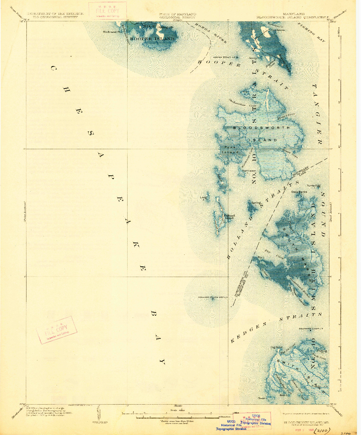 USGS 1:62500-SCALE QUADRANGLE FOR BLOODSWORTH ISLAND, MD 1903
