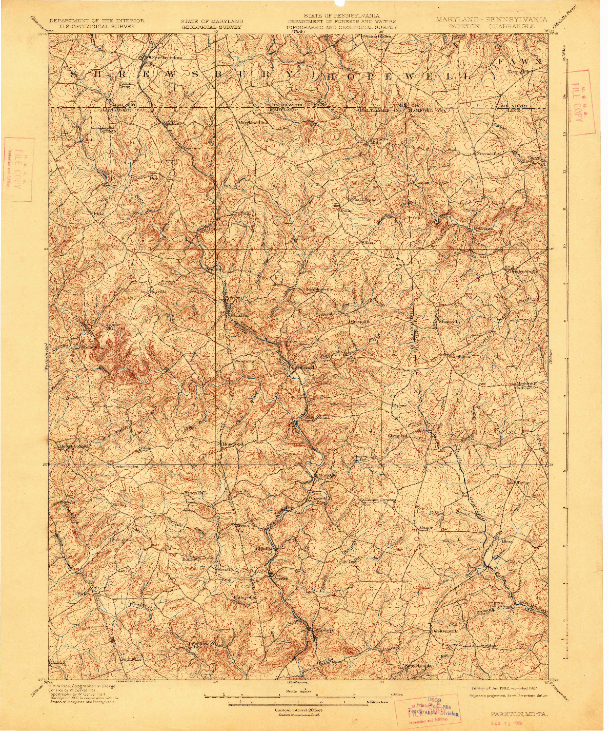 USGS 1:62500-SCALE QUADRANGLE FOR PARKTON, MD 1902