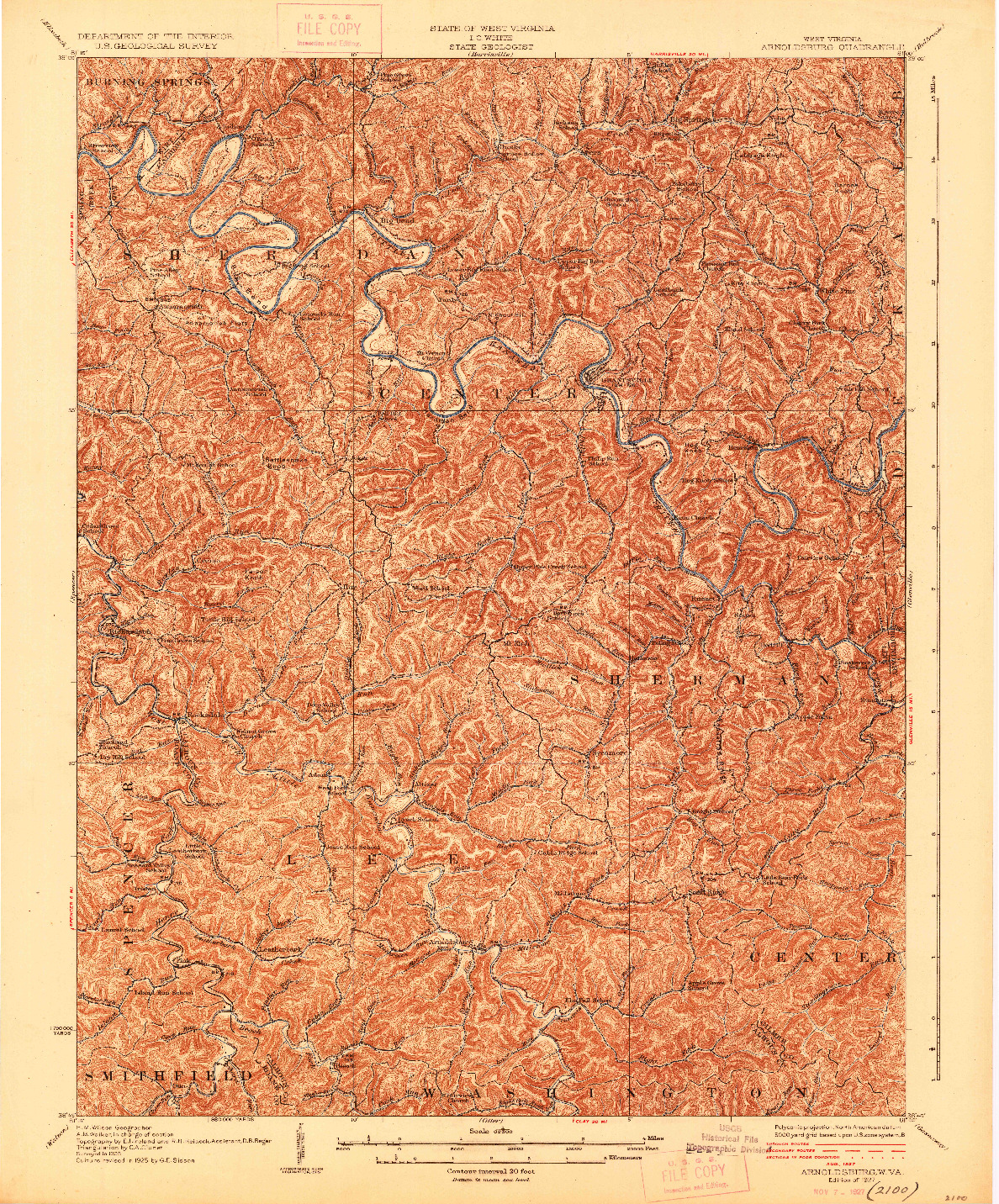 USGS 1:62500-SCALE QUADRANGLE FOR ARNOLDSBURG, WV 1927