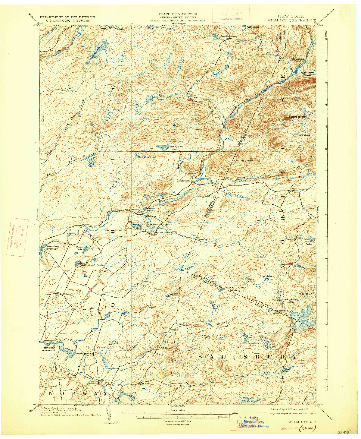 USGS 1:62500-SCALE QUADRANGLE FOR WILMURT, NY 1902