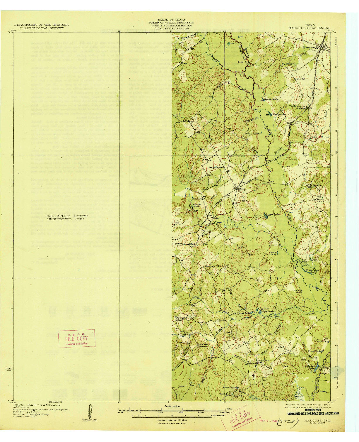 USGS 1:62500-SCALE QUADRANGLE FOR MARQUEZ, TX 1927
