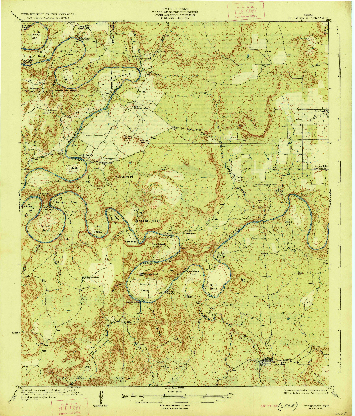 USGS 1:62500-SCALE QUADRANGLE FOR PICKWICK, TX 1927
