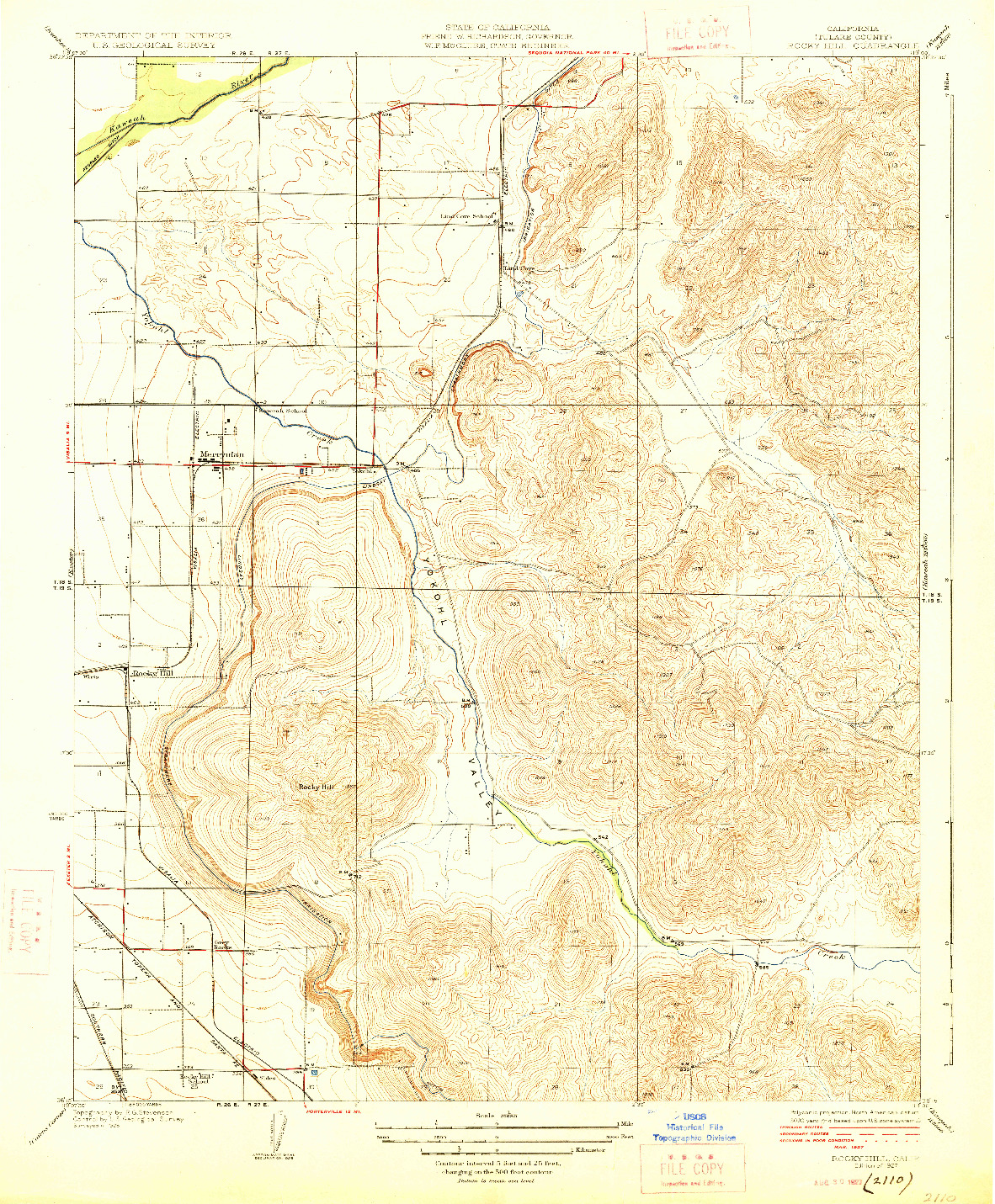 USGS 1:31680-SCALE QUADRANGLE FOR ROCKY HILL, CA 1927