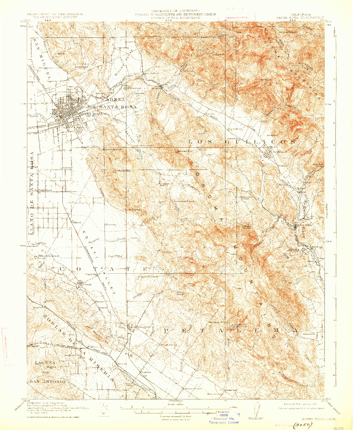 USGS 1:62500-SCALE QUADRANGLE FOR SANTA ROSA, CA 1916