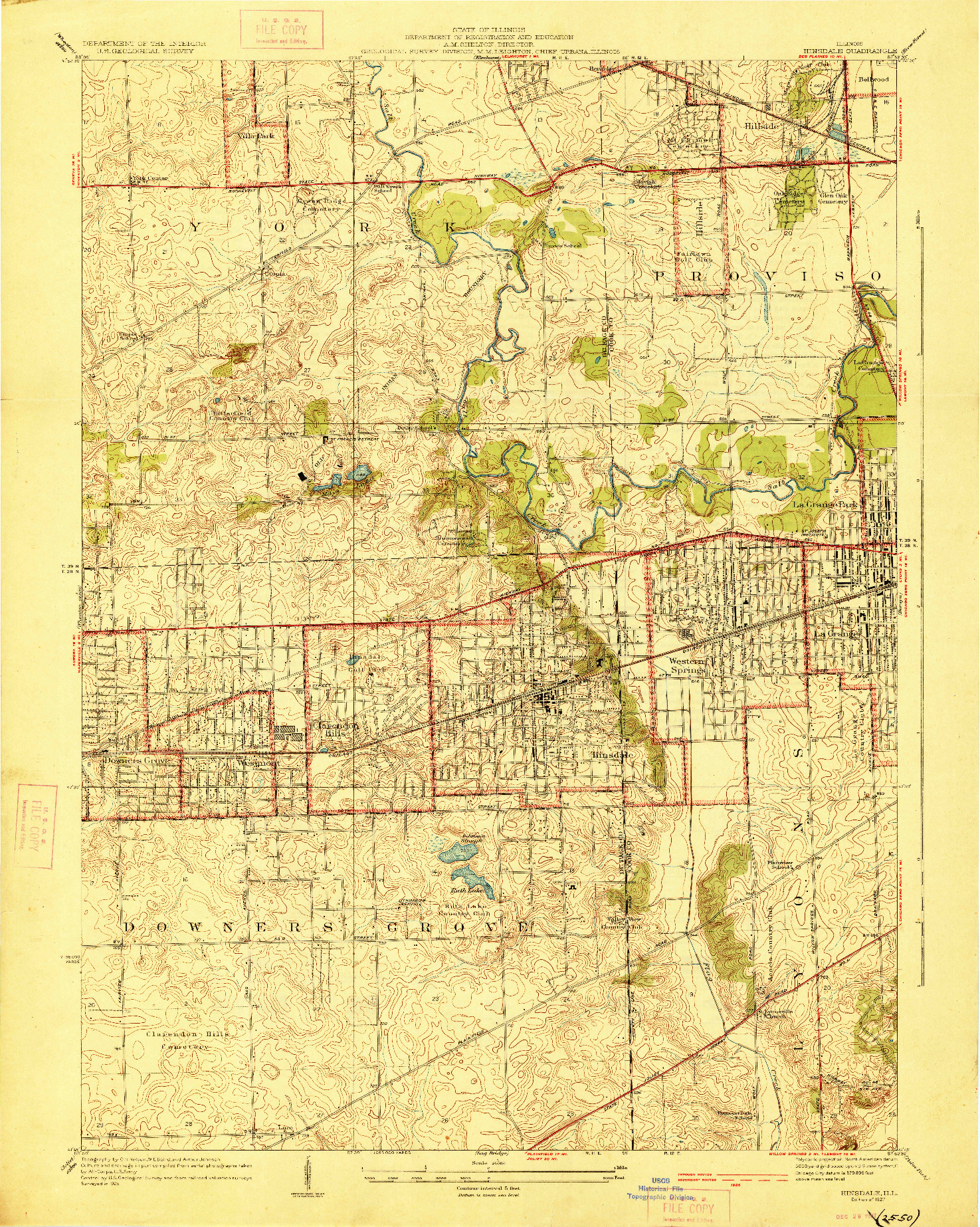 USGS 1:24000-SCALE QUADRANGLE FOR HINSDALE, IL 1927