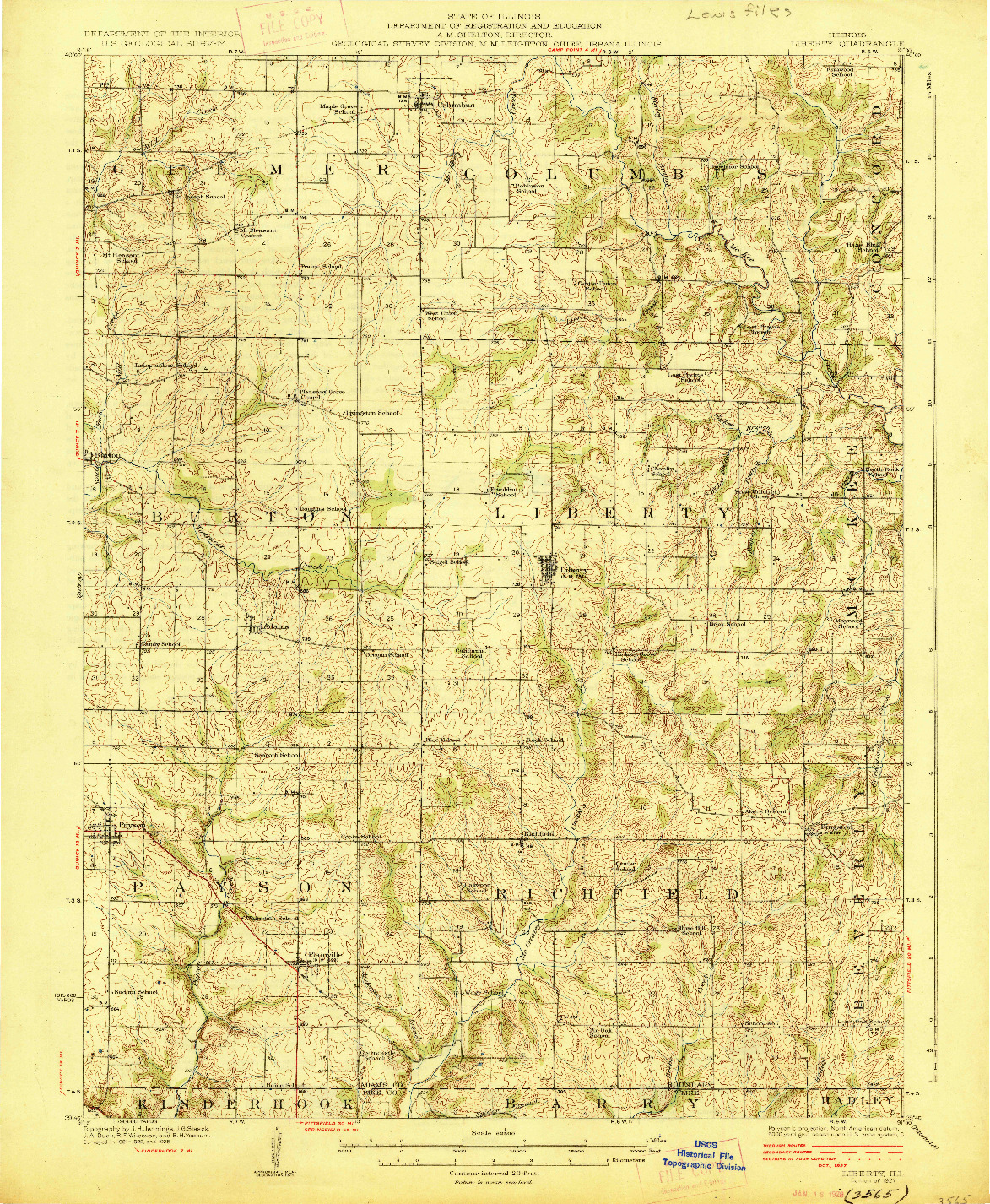 USGS 1:62500-SCALE QUADRANGLE FOR LIBERTY, IL 1927