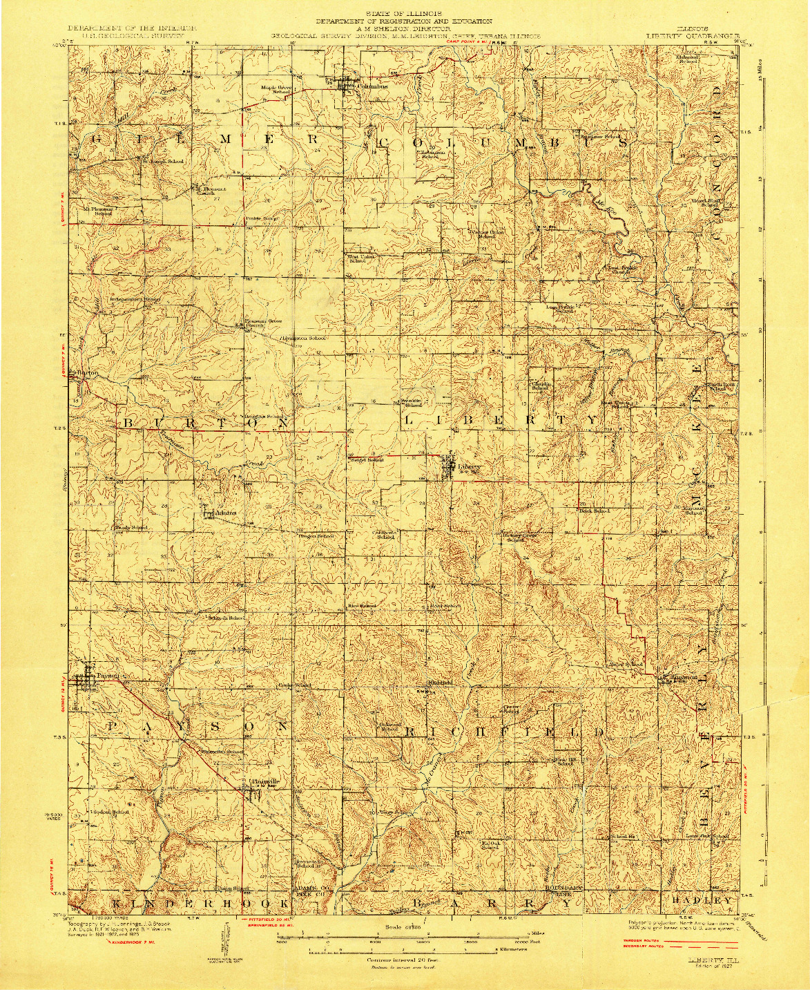 USGS 1:62500-SCALE QUADRANGLE FOR LIBERTY, IL 1927