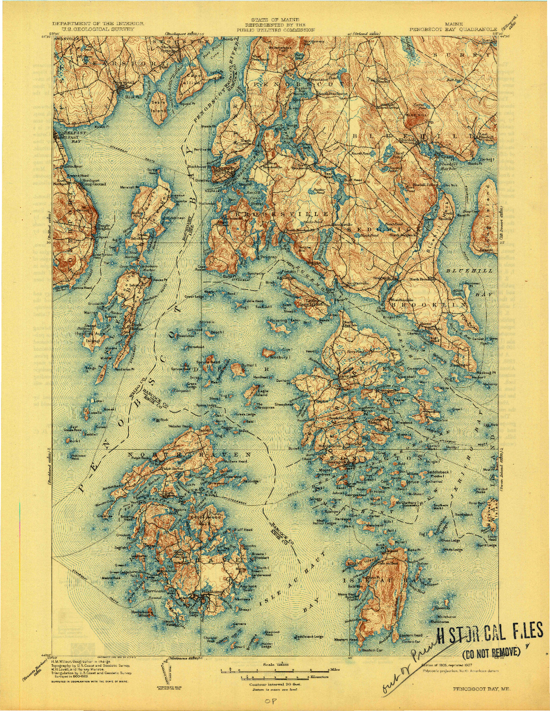 USGS 1:125000-SCALE QUADRANGLE FOR PENOBSCOT BAY, ME 1905