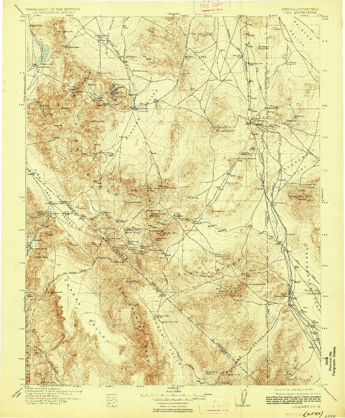 USGS 1:250000-SCALE QUADRANGLE FOR LIDA, NV 1913
