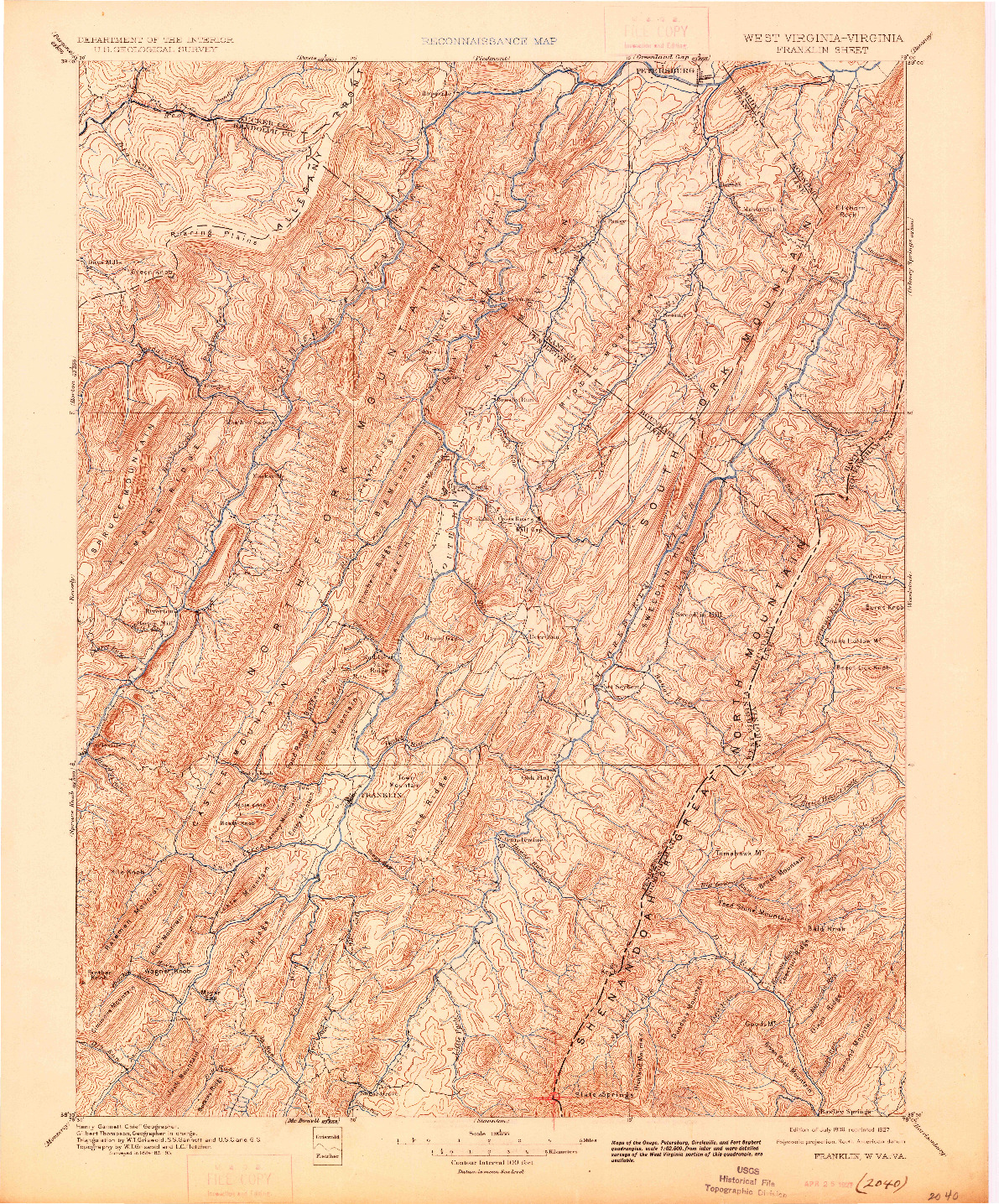 USGS 1:125000-SCALE QUADRANGLE FOR FRANKLIN, WV 1896