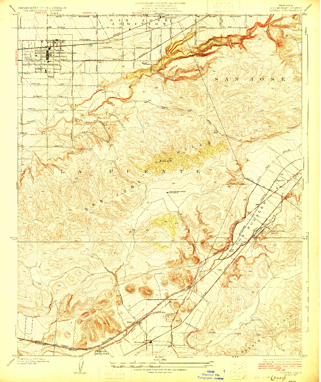USGS 1:24000-SCALE QUADRANGLE FOR COVINA, CA 1927