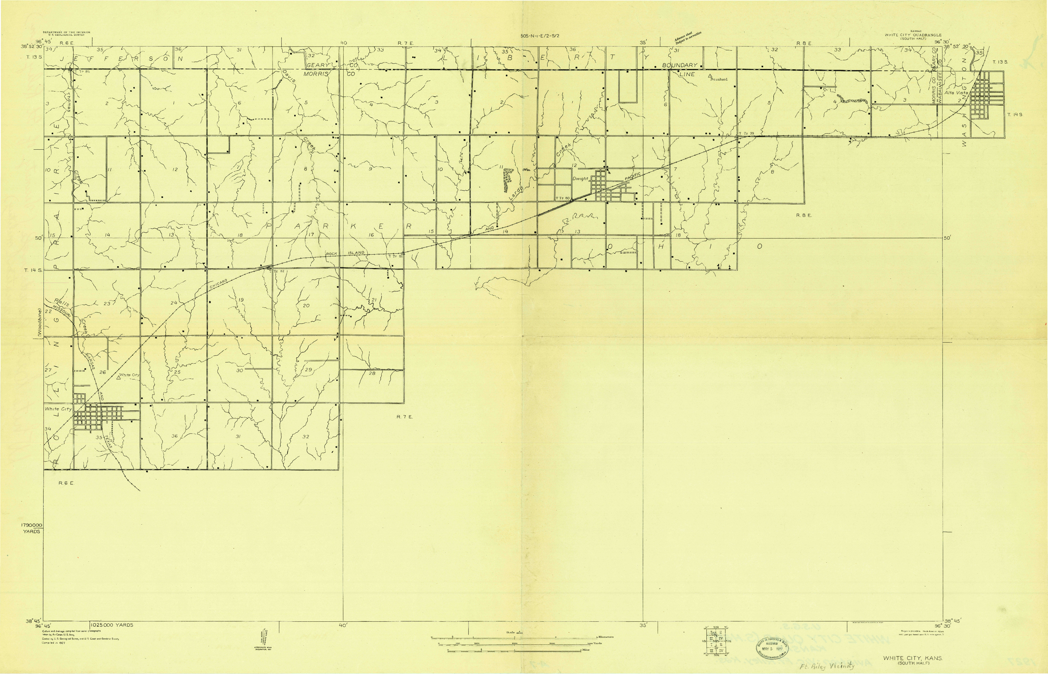 USGS 1:20000-SCALE QUADRANGLE FOR WHITE CITY SOUTH, KS 1927
