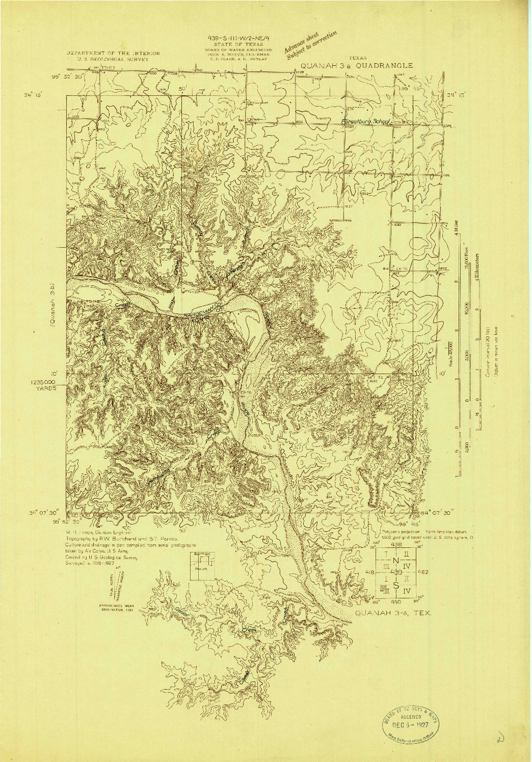 USGS 1:48000-SCALE QUADRANGLE FOR QUANAH 3-A, TX 1927