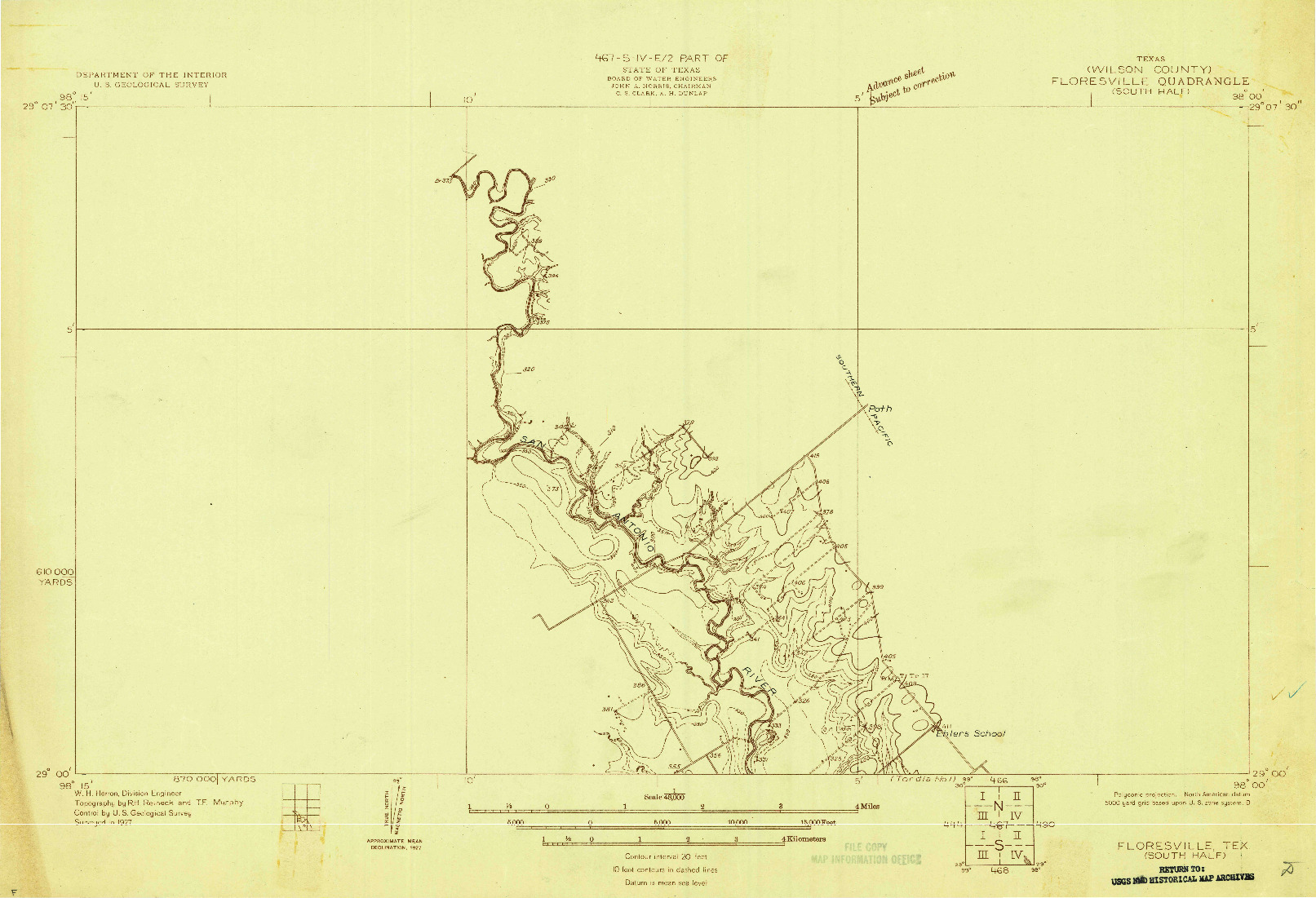 USGS 1:48000-SCALE QUADRANGLE FOR FLORESVILLE, TX 1927