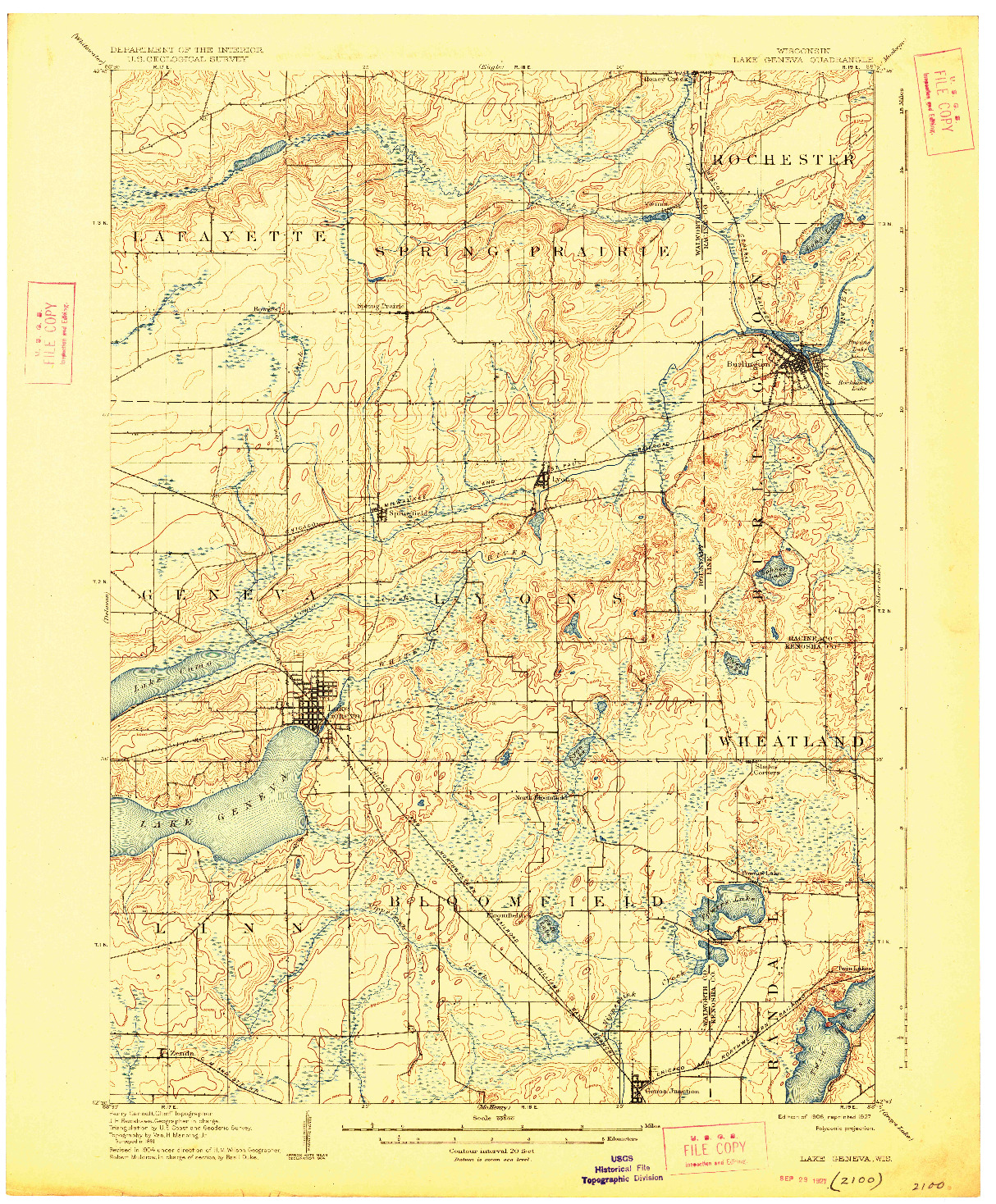 USGS 1:62500-SCALE QUADRANGLE FOR LAKE GENEVA, WI 1906