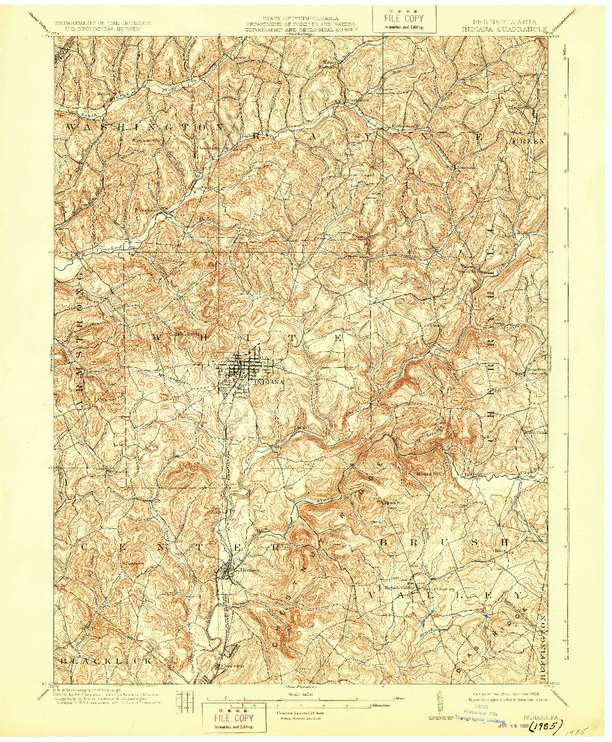USGS 1:62500-SCALE QUADRANGLE FOR INDIANA, PA 1902