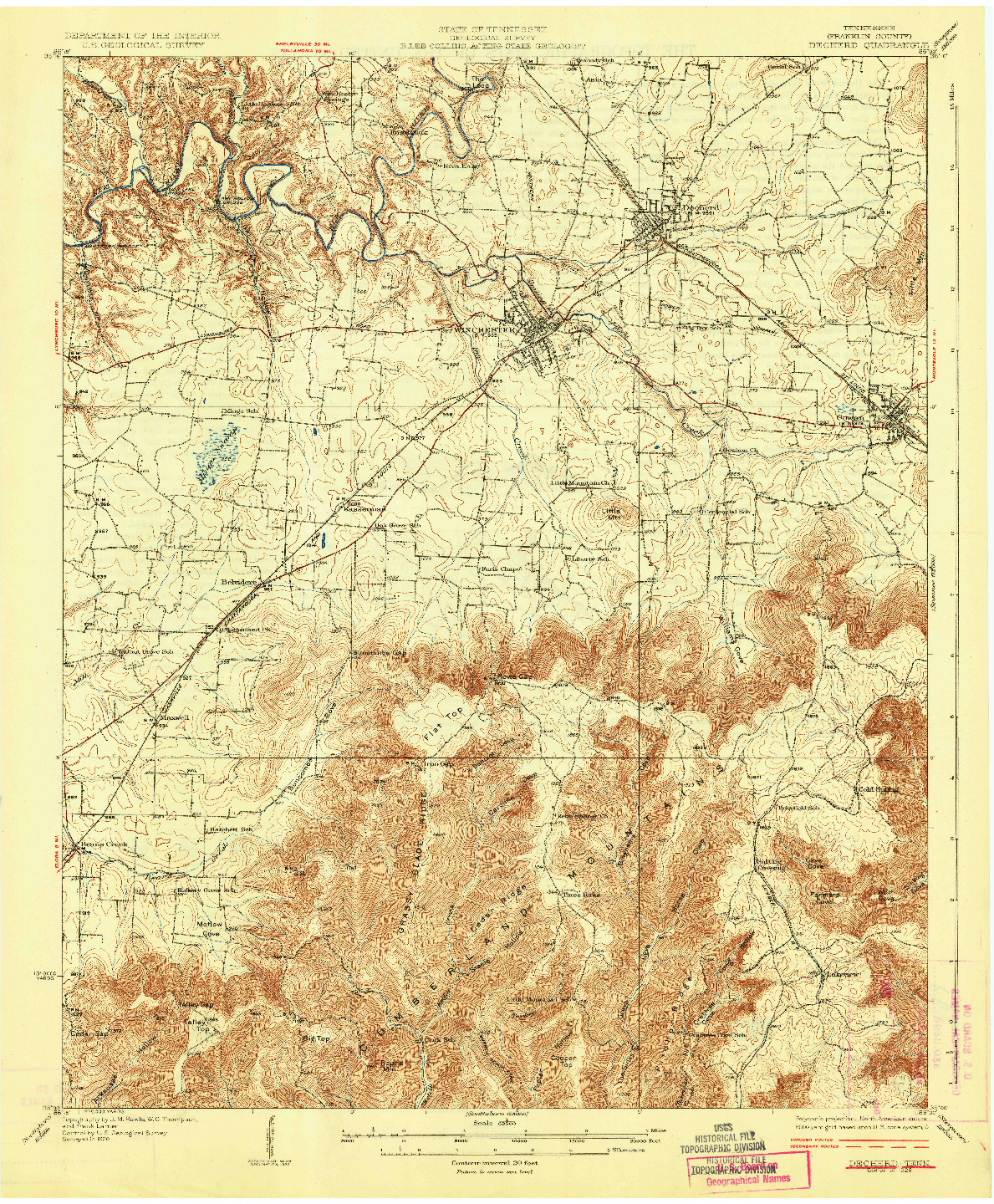 USGS 1:62500-SCALE QUADRANGLE FOR DECHERD, TN 1928
