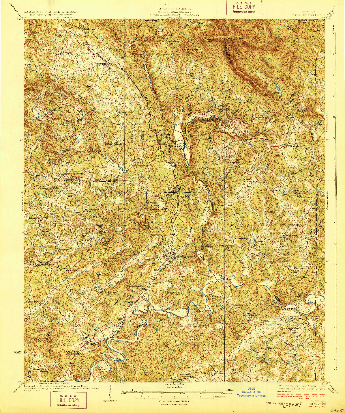 USGS 1:62500-SCALE QUADRANGLE FOR TATE, GA 1928